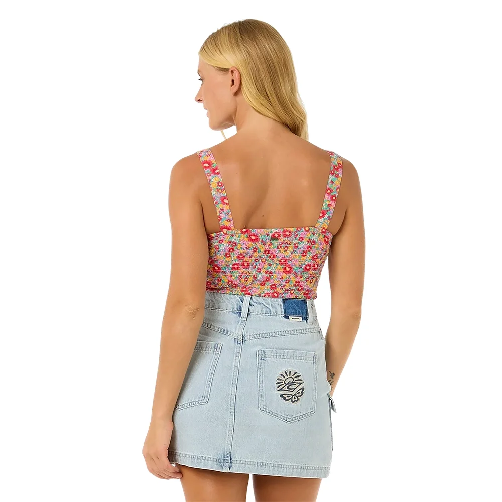 Top Floral Las Dalias Feminino Azul