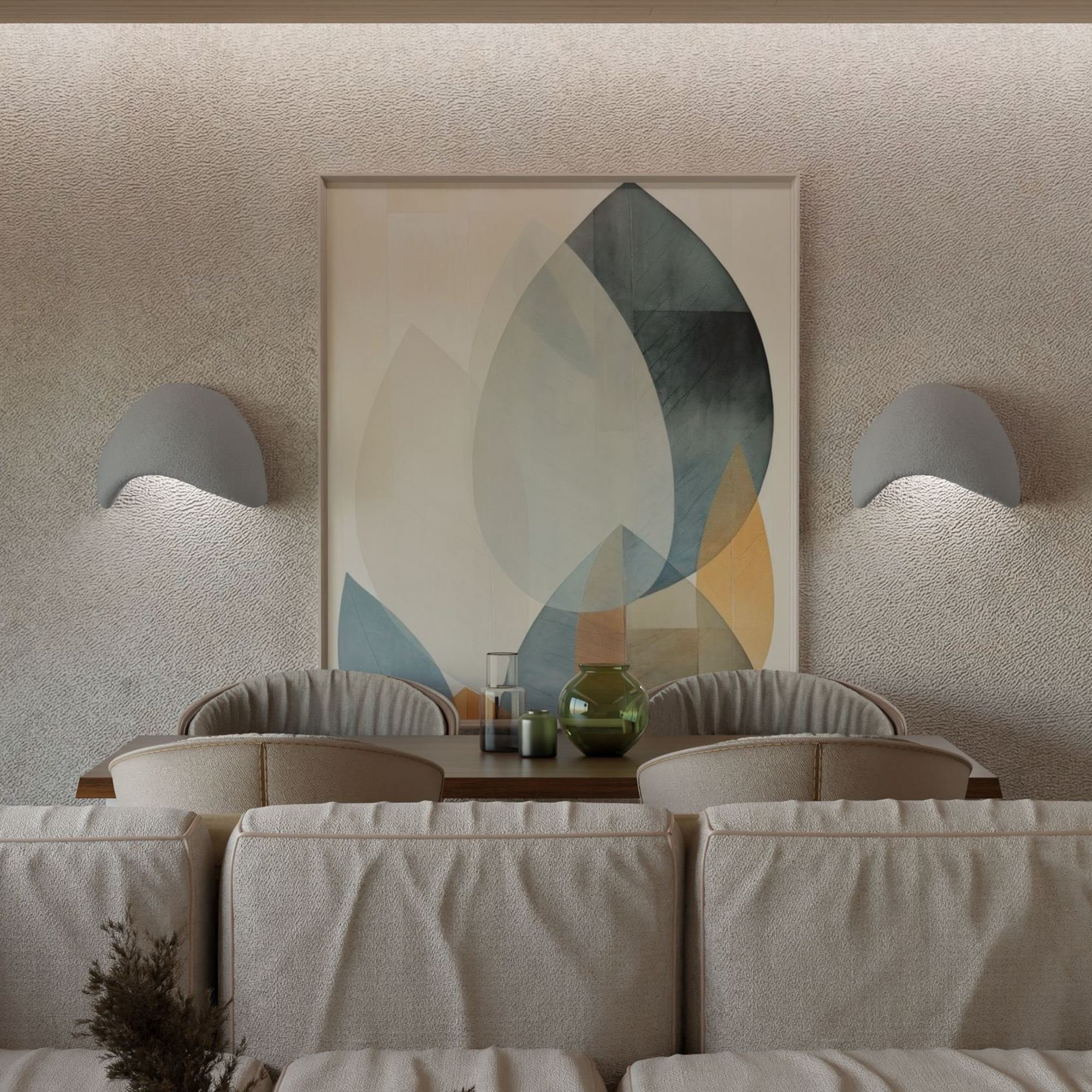 Conjunto 2 Candeeiros Parede Wabi Sabi Shell Concrete Cinza