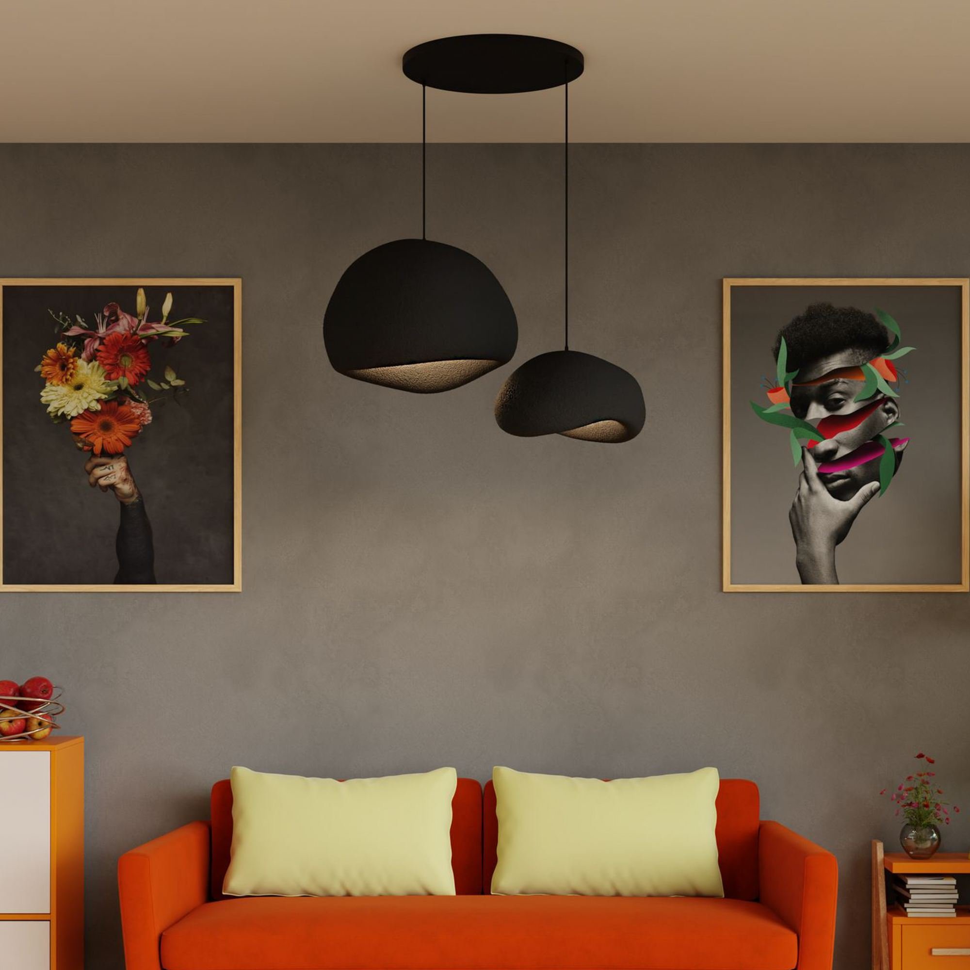 Candeeiro Teto Wabi Sabi Rawbends Preto