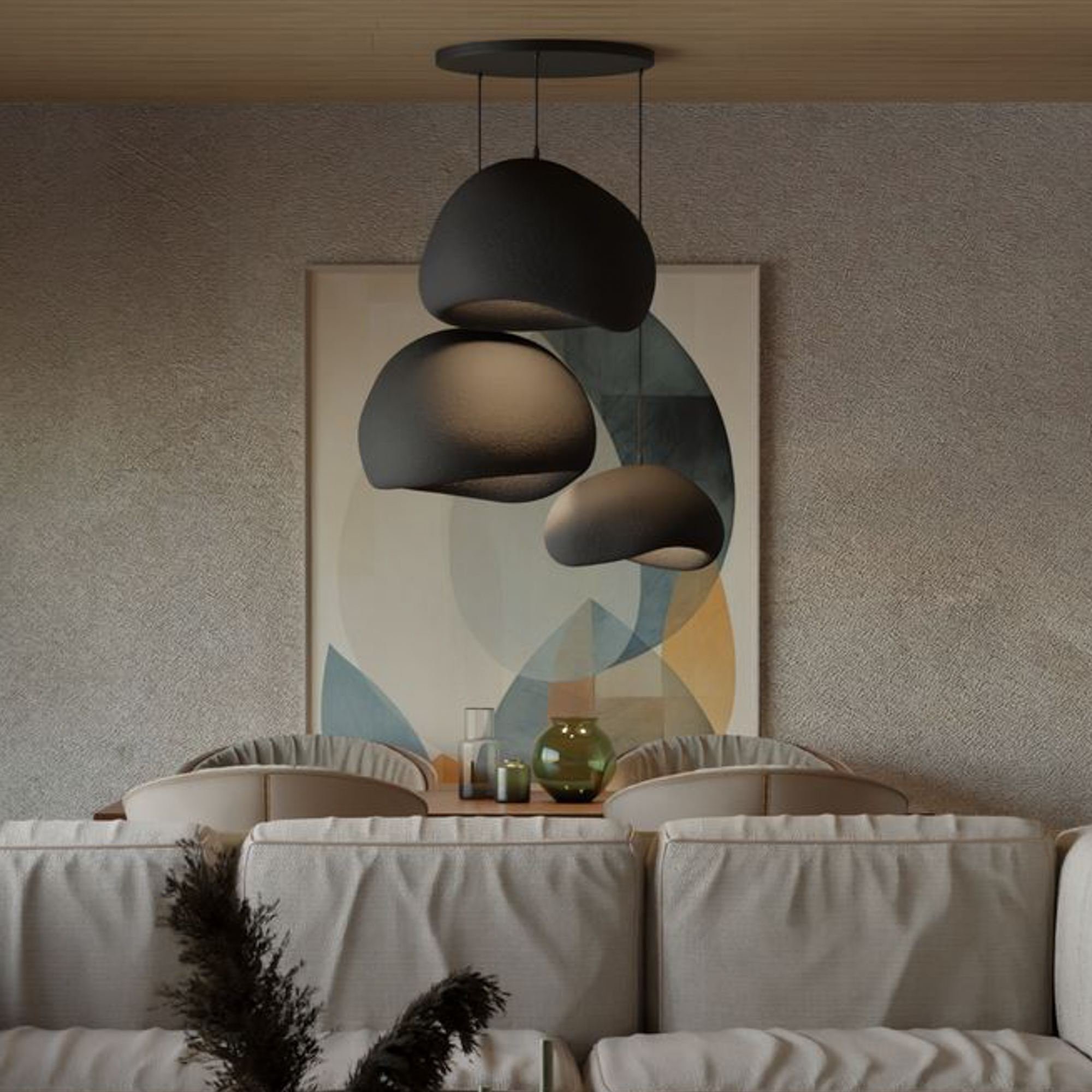 Candeeiro Teto Wabi Sabi Ashveils Preto