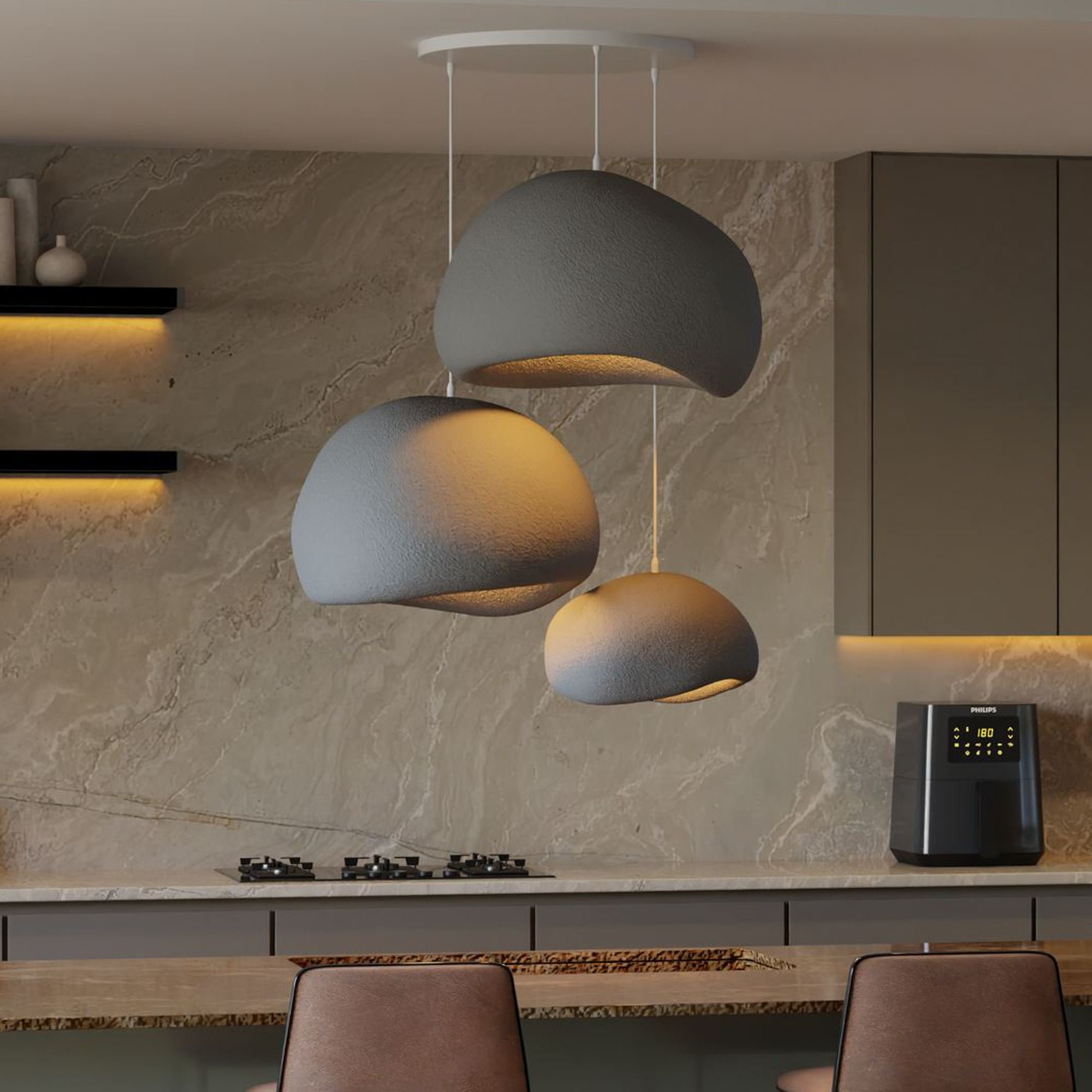 Candeeiro Teto Wabi Sabi Ashveils Concrete Cinza