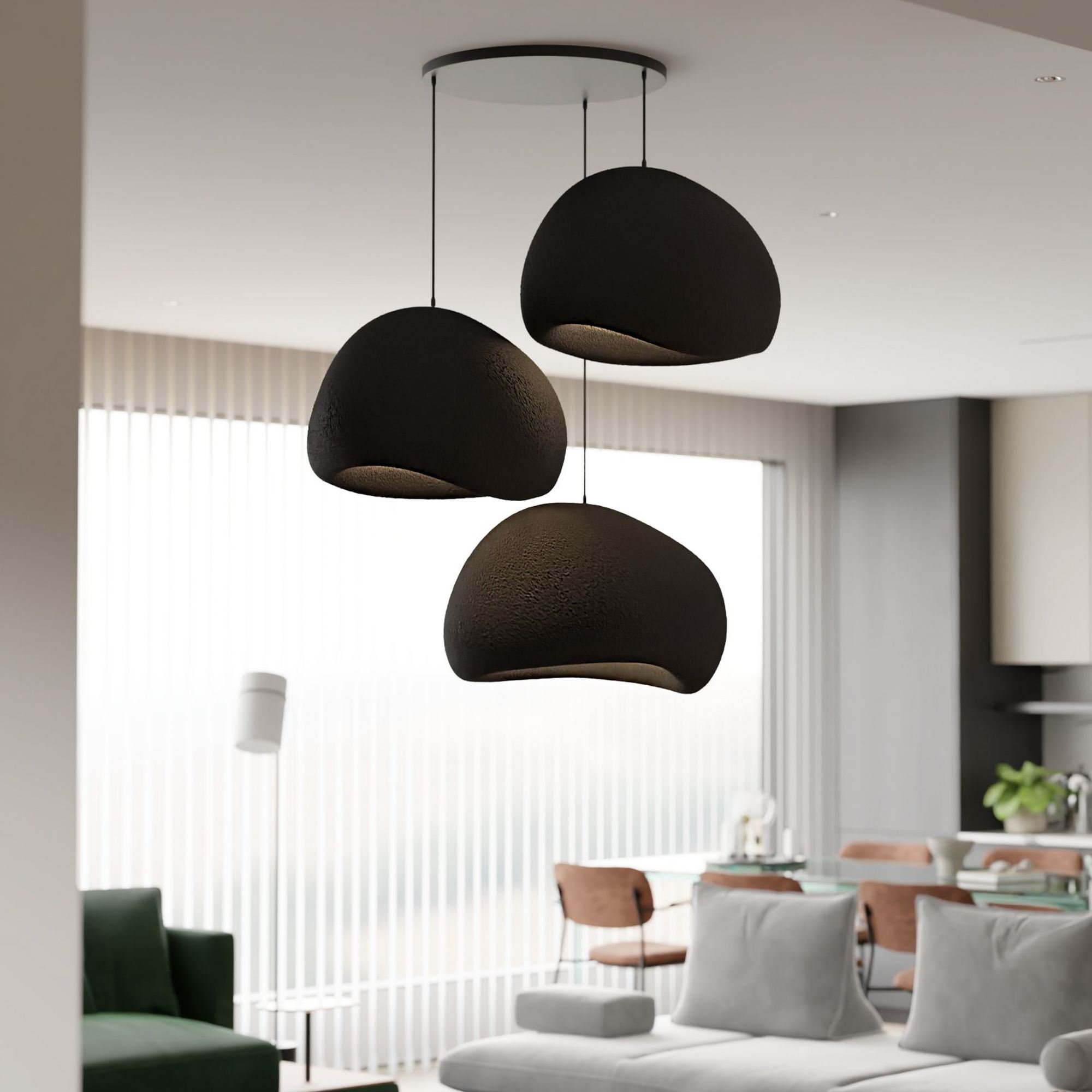 Candeeiro Teto Wabi Sabi Claylights Preto