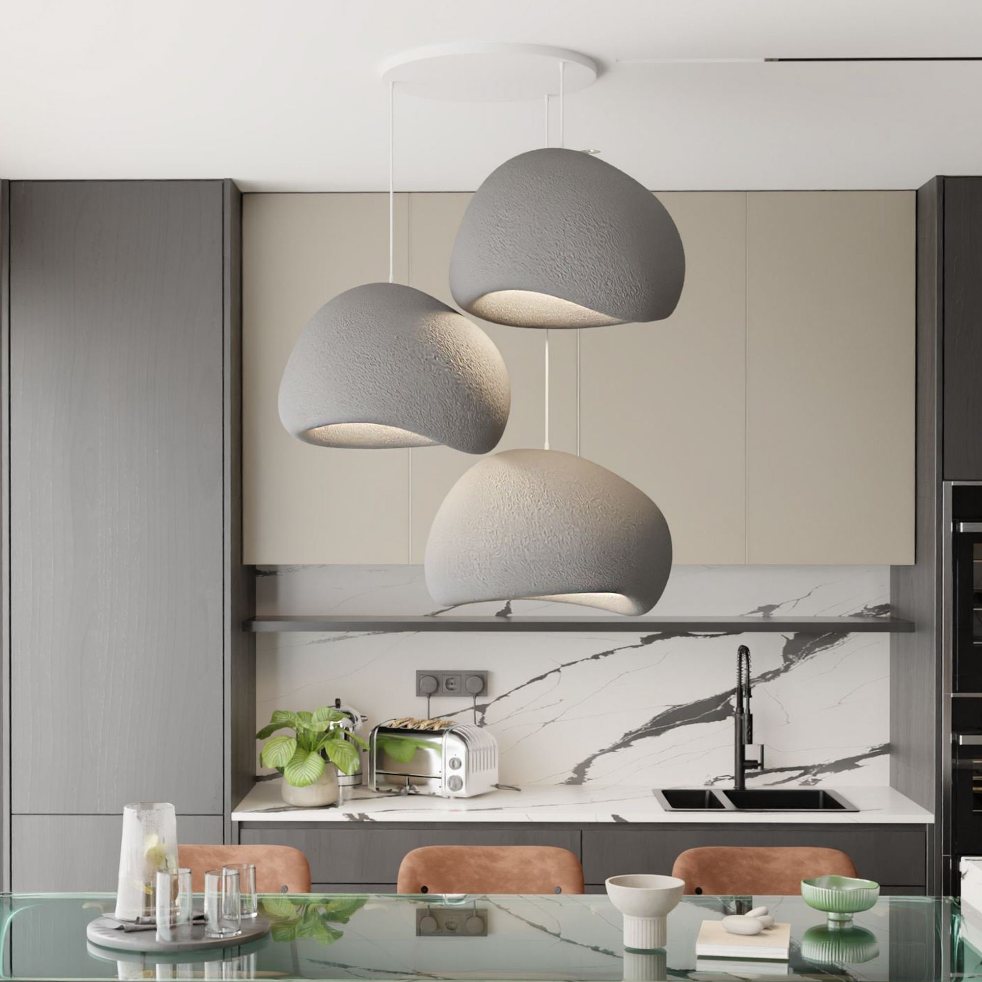 Candeeiro Teto Wabi Sabi Claylights Concrete Cinza