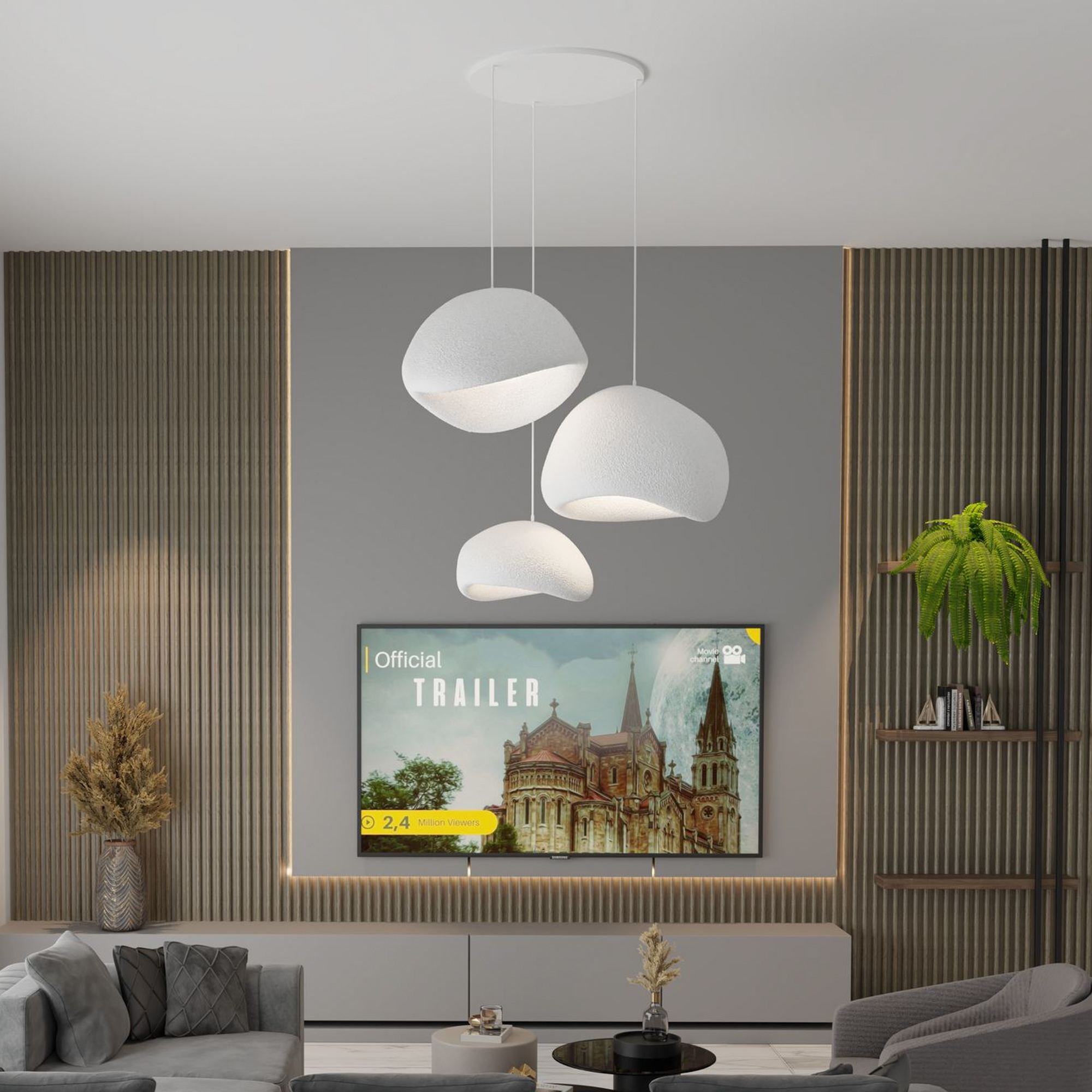 Candeeiro Teto Wabi Sabi MossCinzas Branco