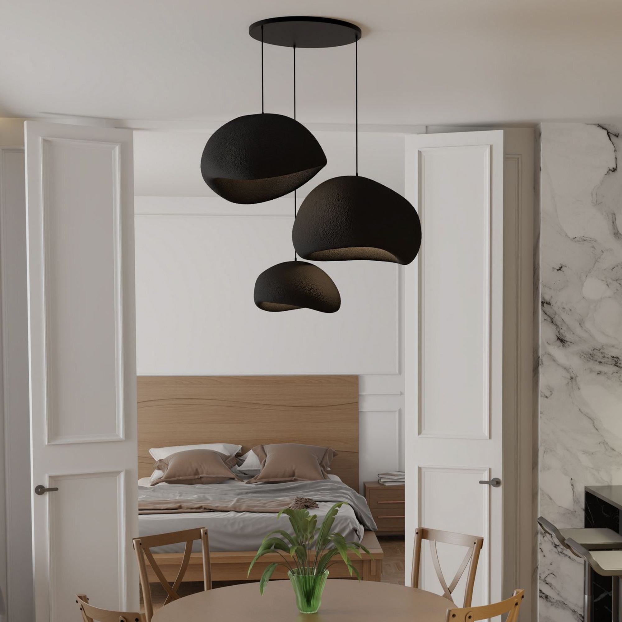 Candeeiro Teto Wabi Sabi MossCinzas Preto