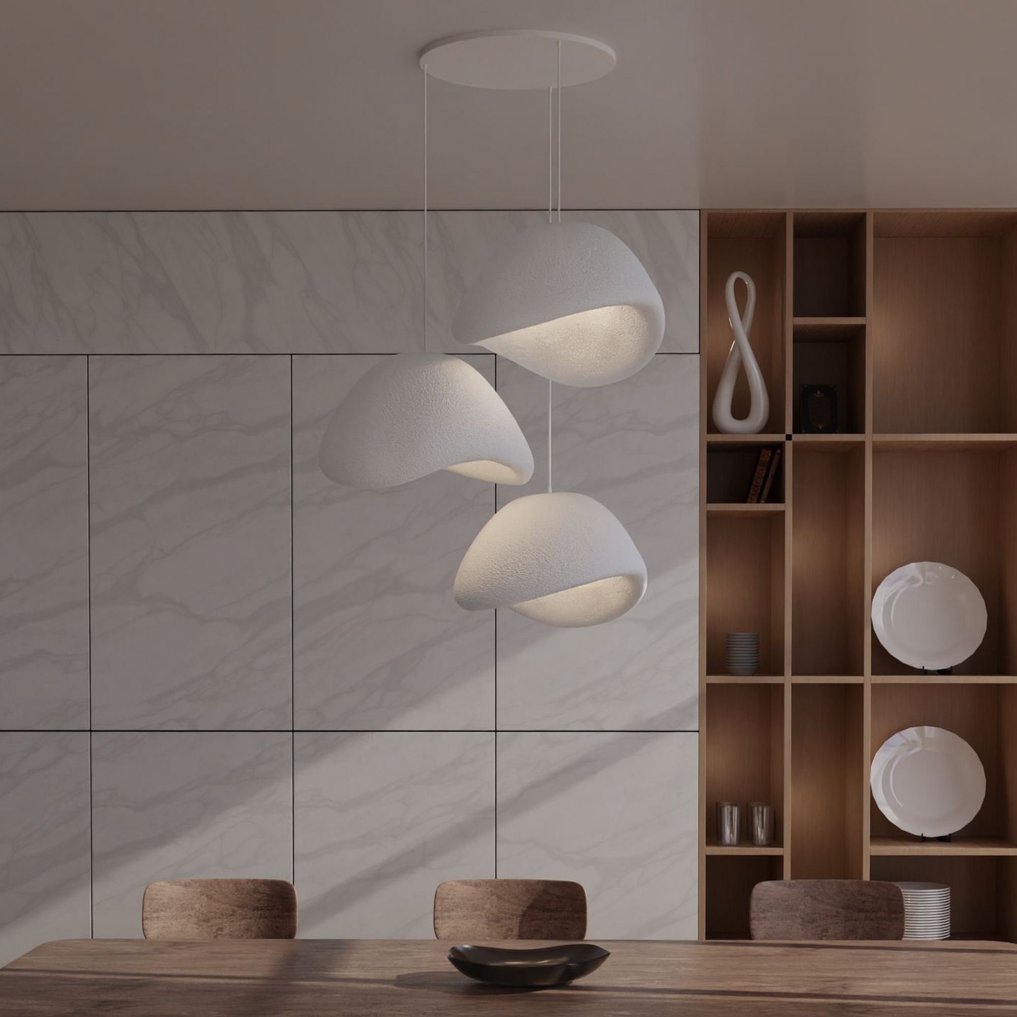 Candeeiro Teto Wabi Sabi Stonefades Branco