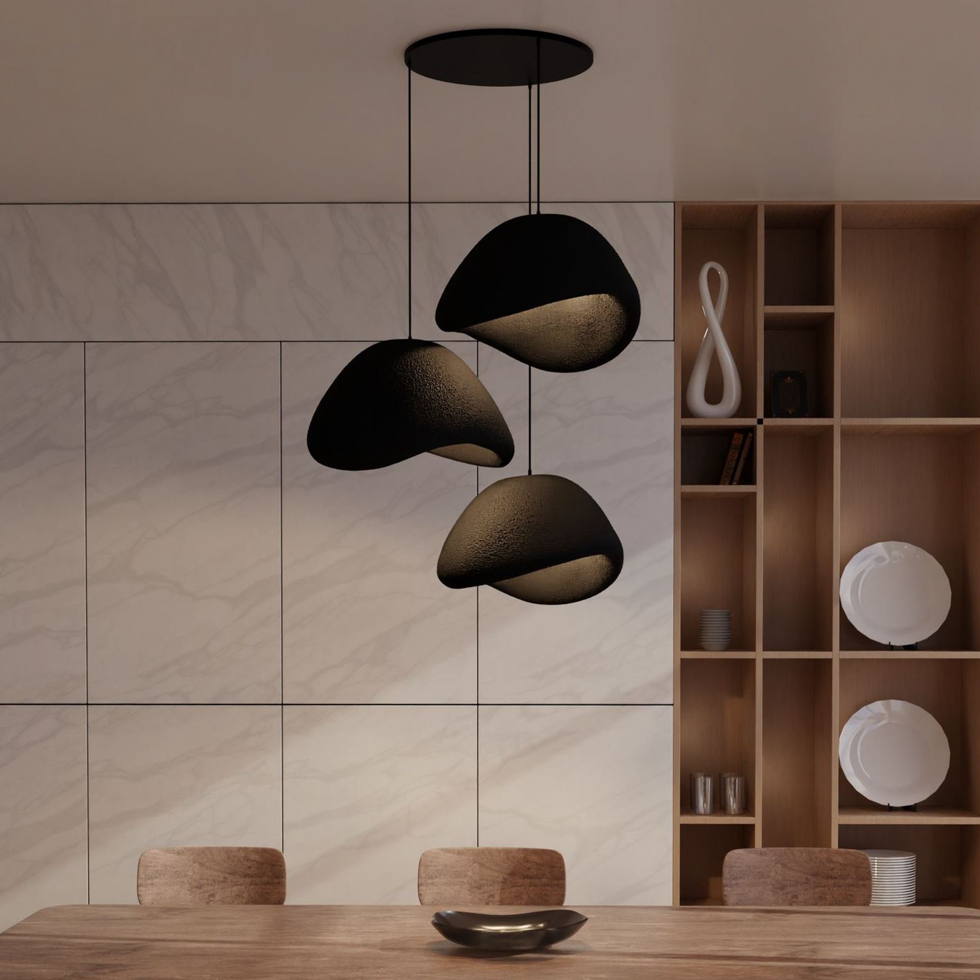 Candeeiro Teto Wabi Sabi Stonefades Preto