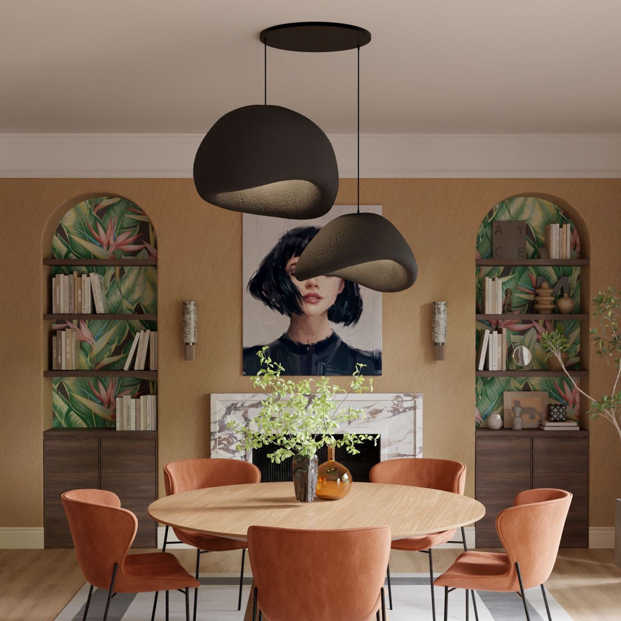 Candeeiro Teto Wabi Sabi Plasterglows Preto