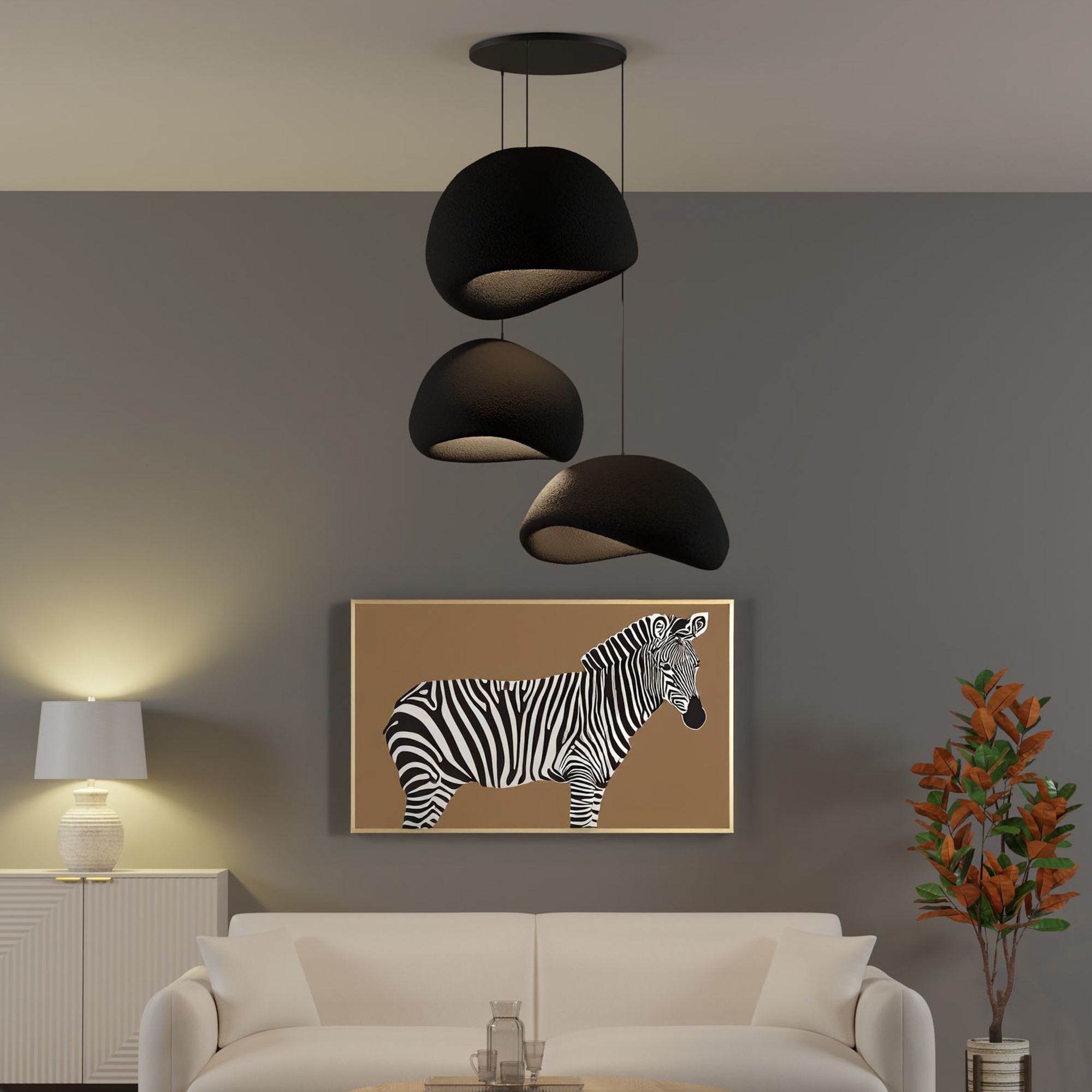 Candeeiro Teto Wabi Sabi Shibumi Orbs Preto