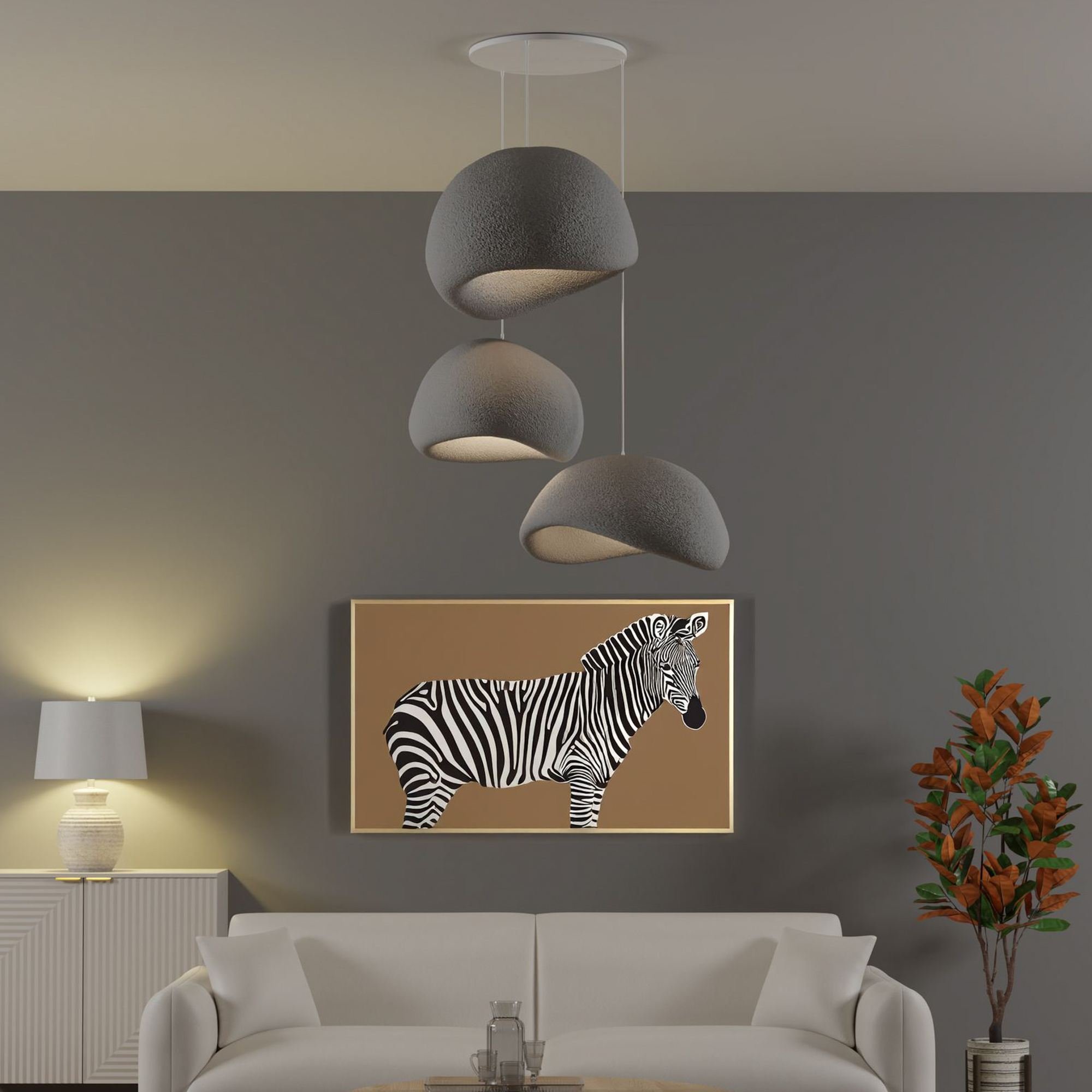 Candeeiro Teto Wabi Sabi Shibumi Orbs Concrete Cinza