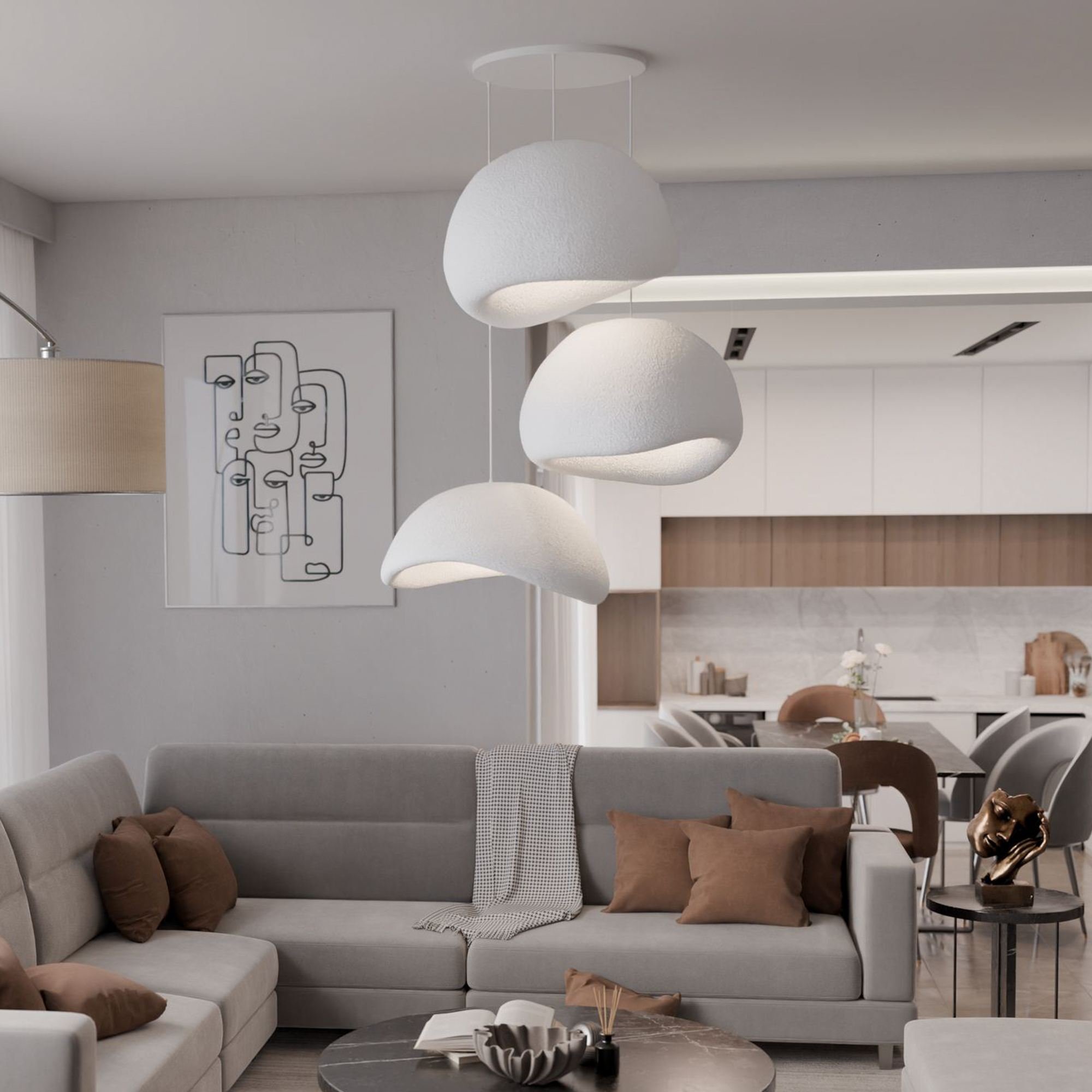 Candeeiro Teto Wabi Sabi Kanso Beams Branco