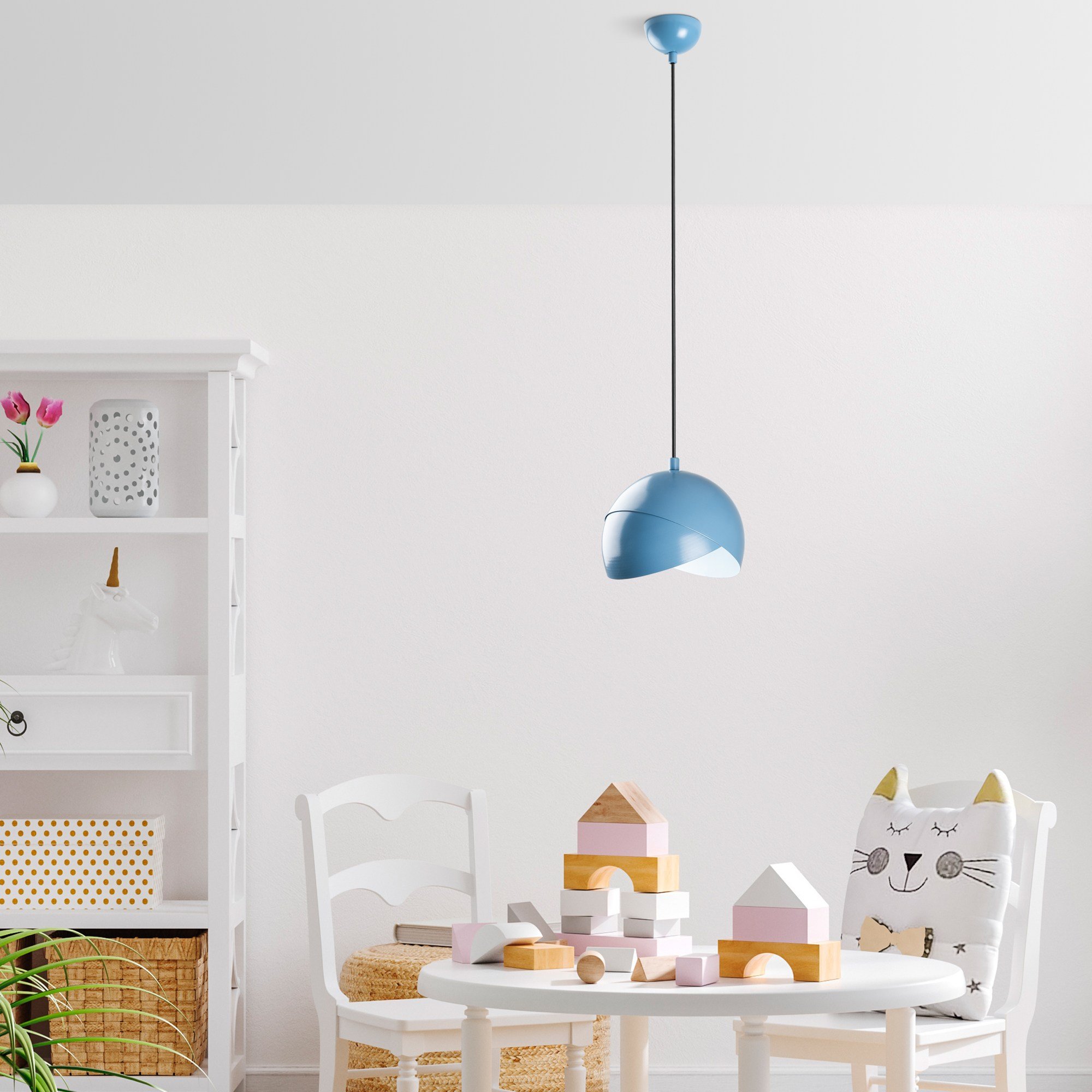 Candeeiro Teto Pacman Azul Claro