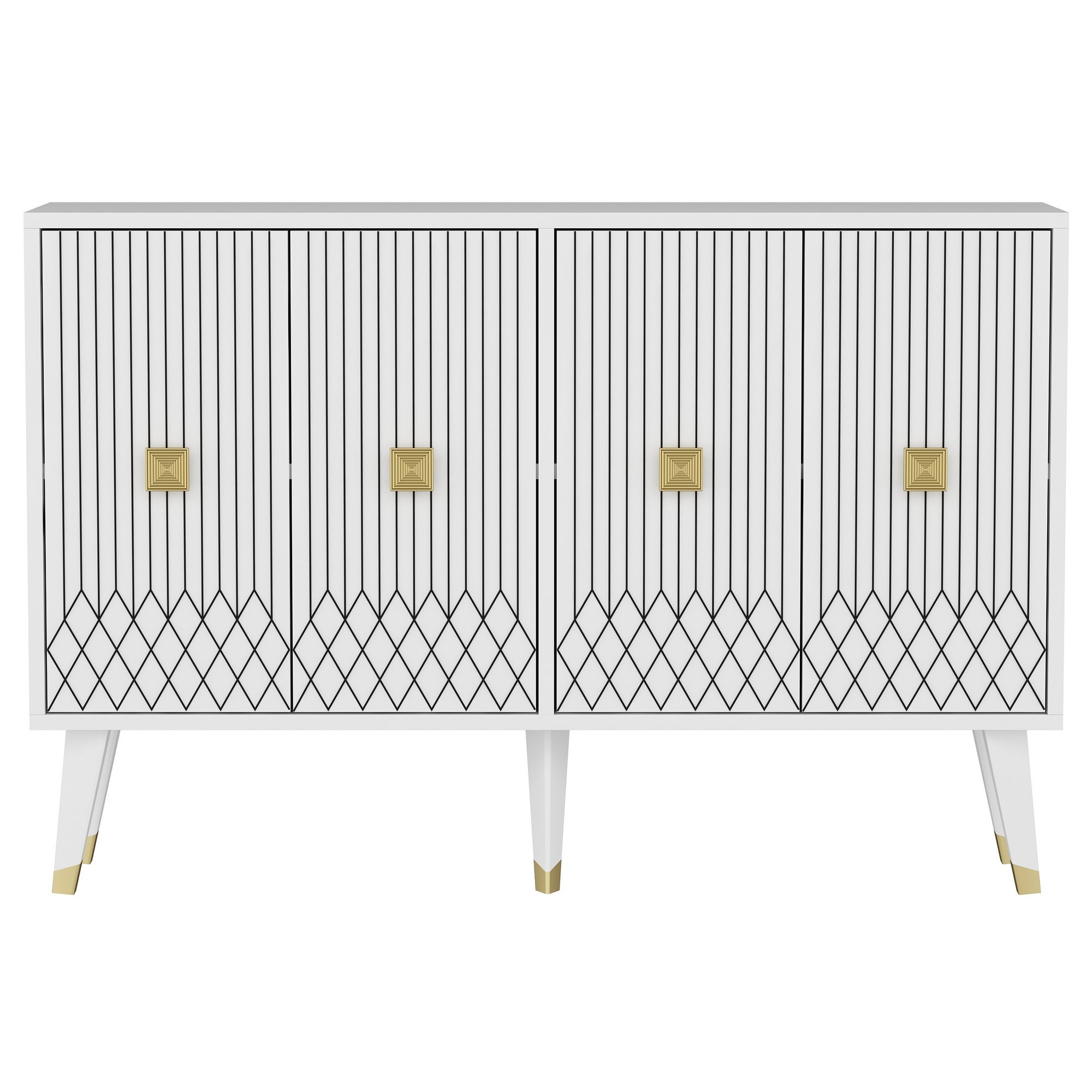Aparador Carbın Branco Dourado