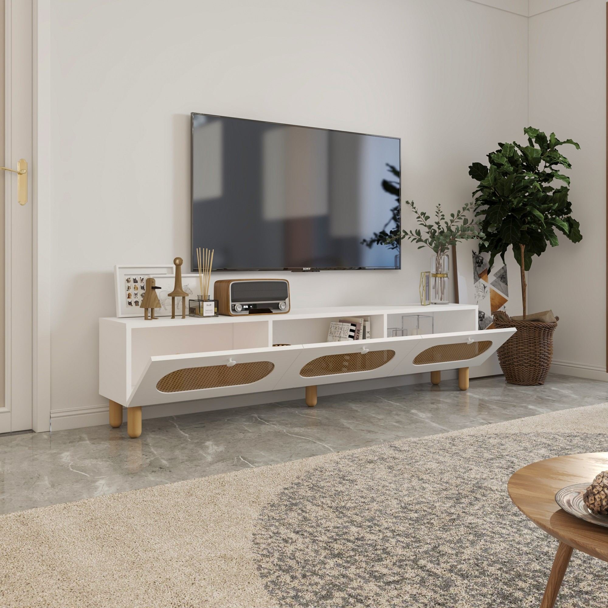 Móvel TV Elena Branco Rattan