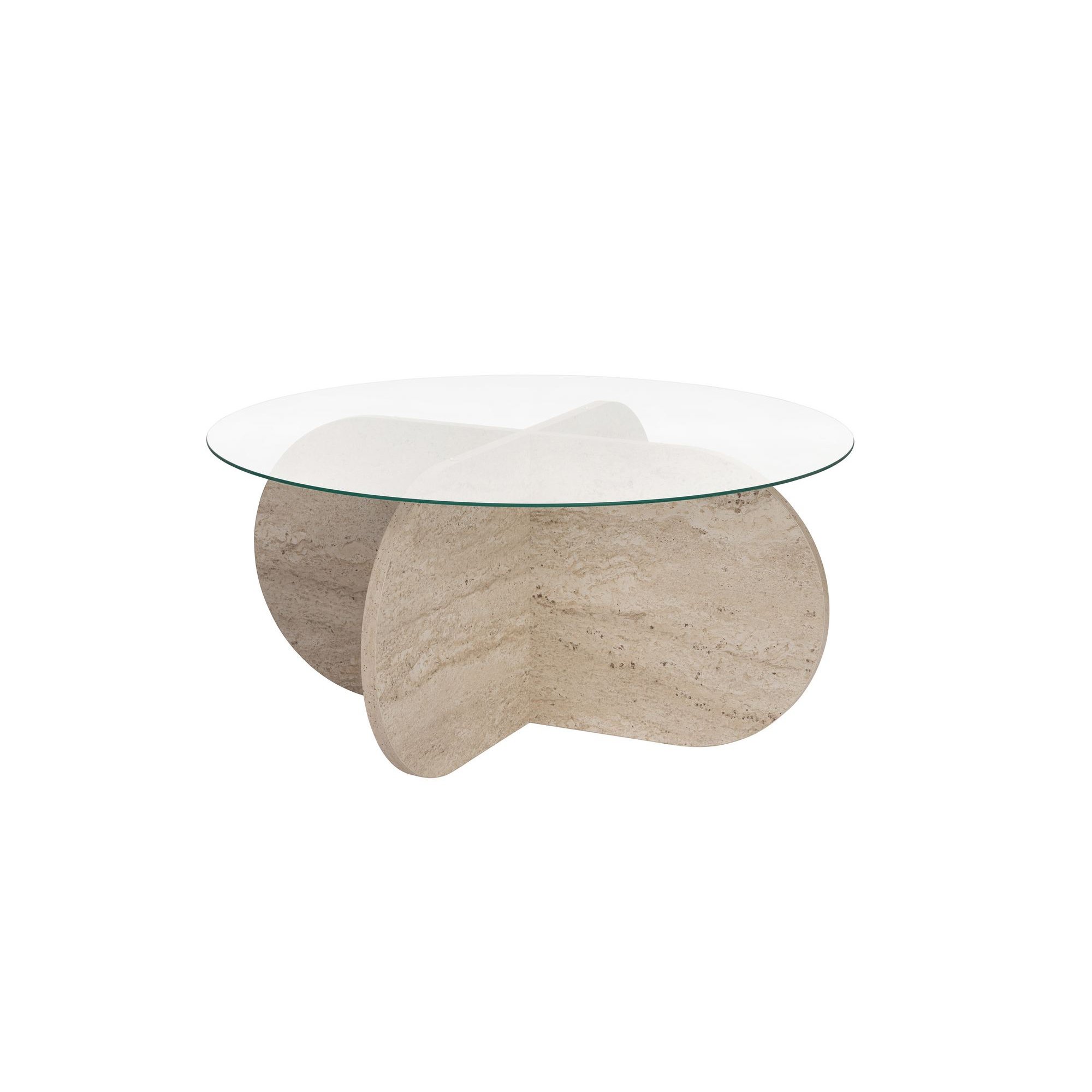 Mesa Centro Aeris Travertine Transparent