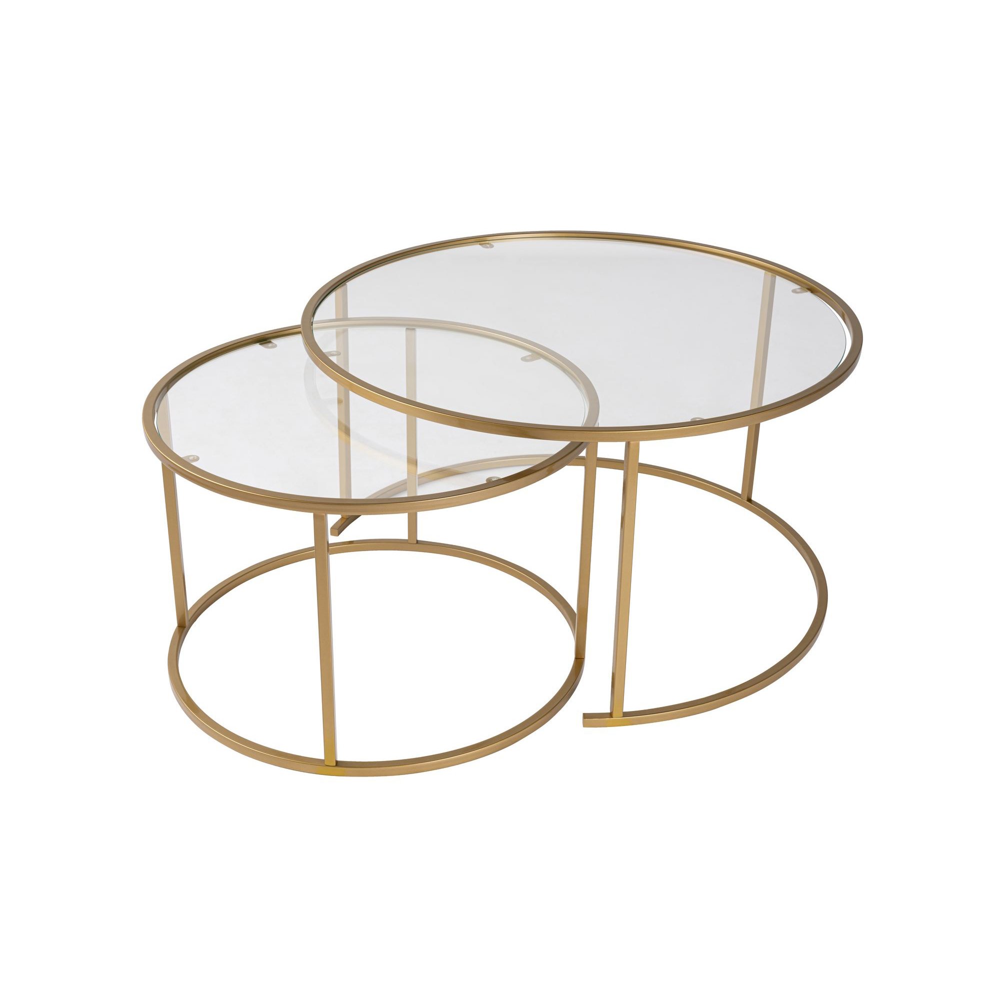 Conjunto Mesas Centro Dourado-Transparent-80-60