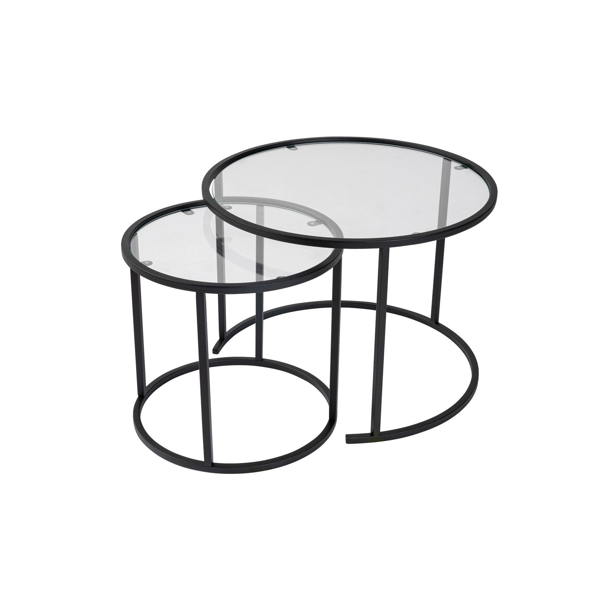 Conjunto Mesas Centro Preto-Transparent-60-42