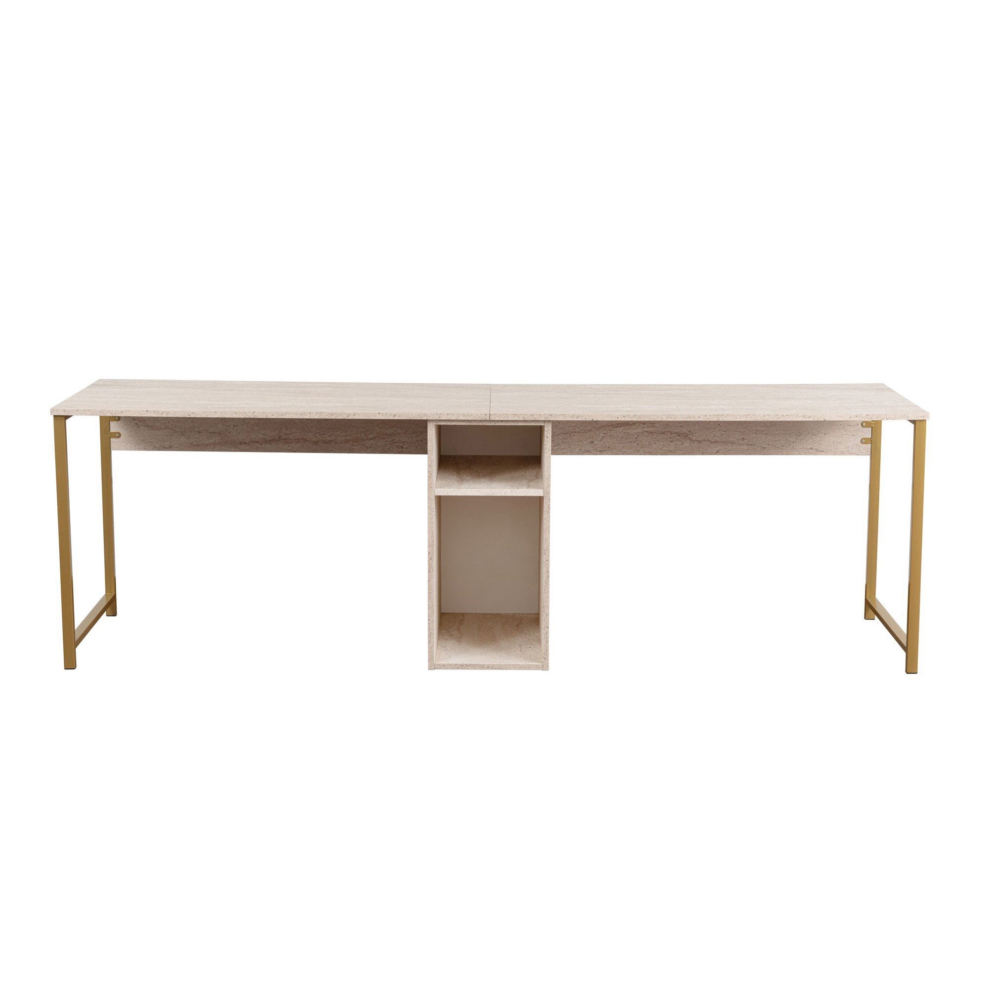 Secretária Twin Study Desk Travertine Dourado