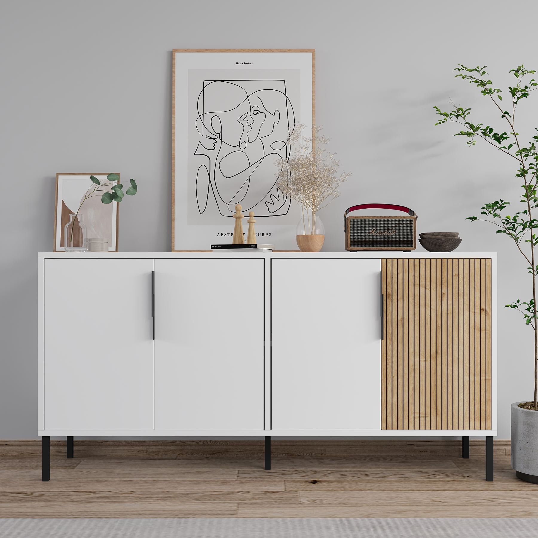 Aparador Callia Branco Sapphire Carvalho