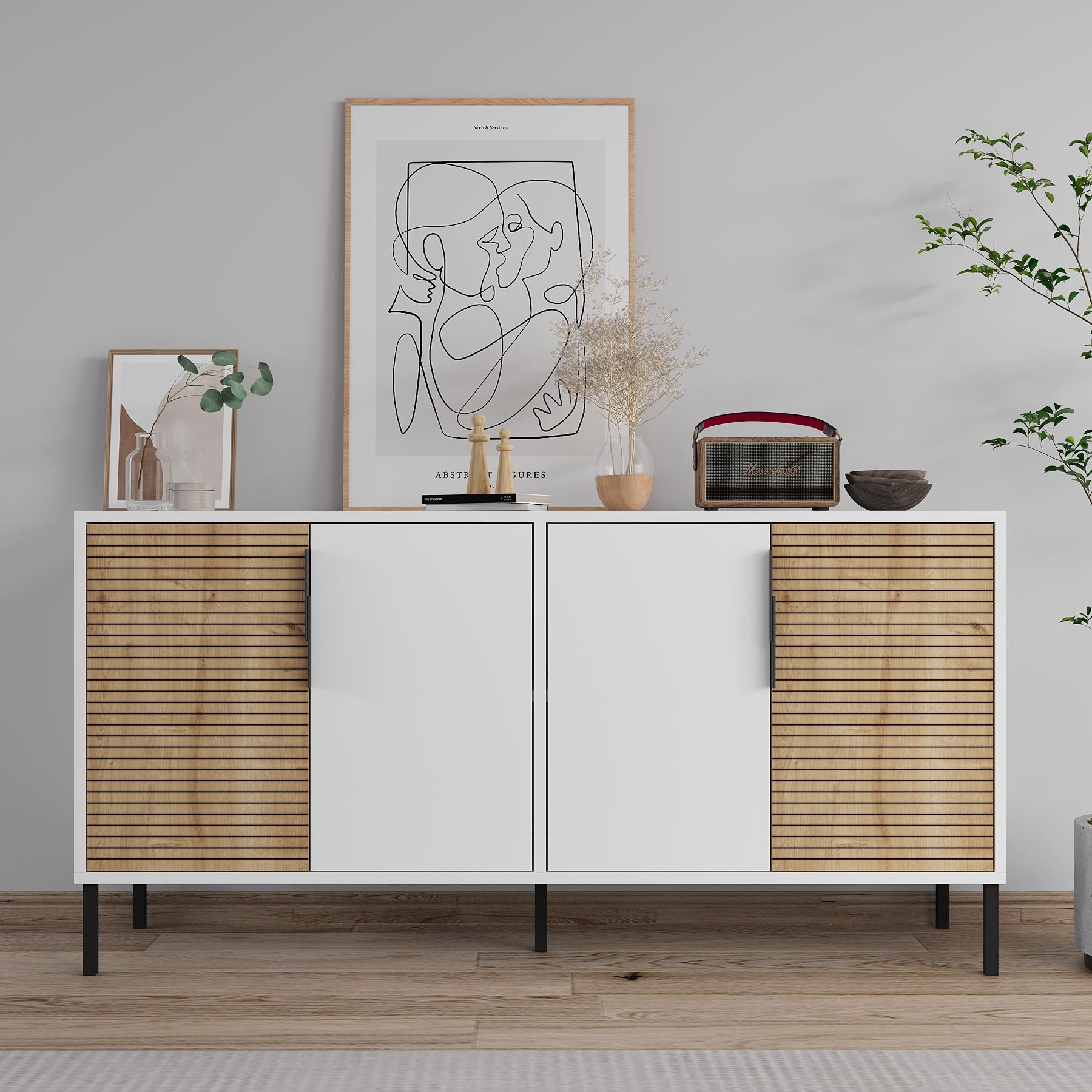 Aparador Zerra Branco Sapphire Carvalho