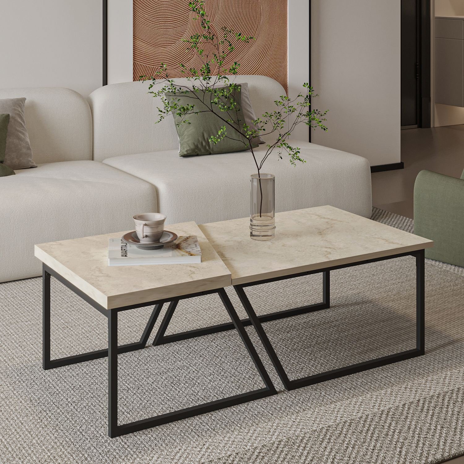 Conjunto Mesas Centro Verona P0024623 Travertine