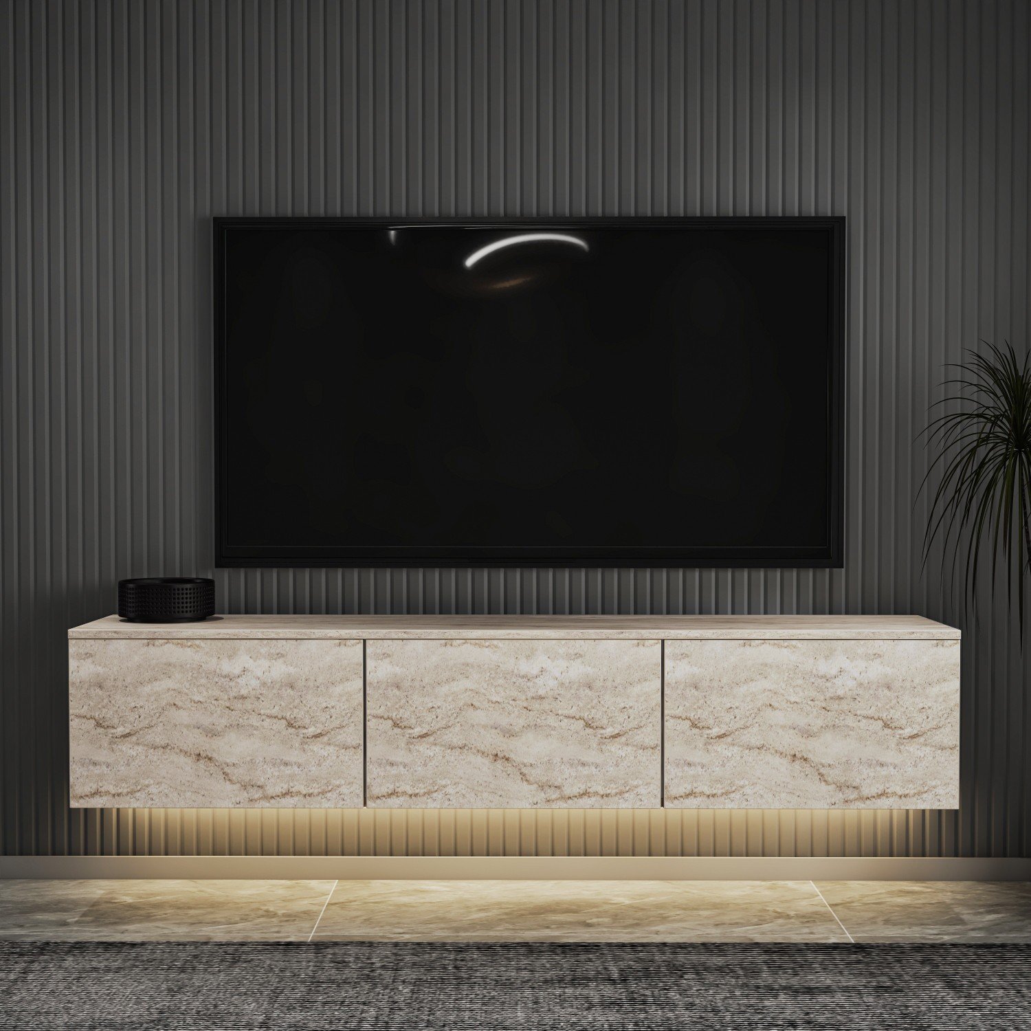 Móvel TV Neon Illuminated Travertine