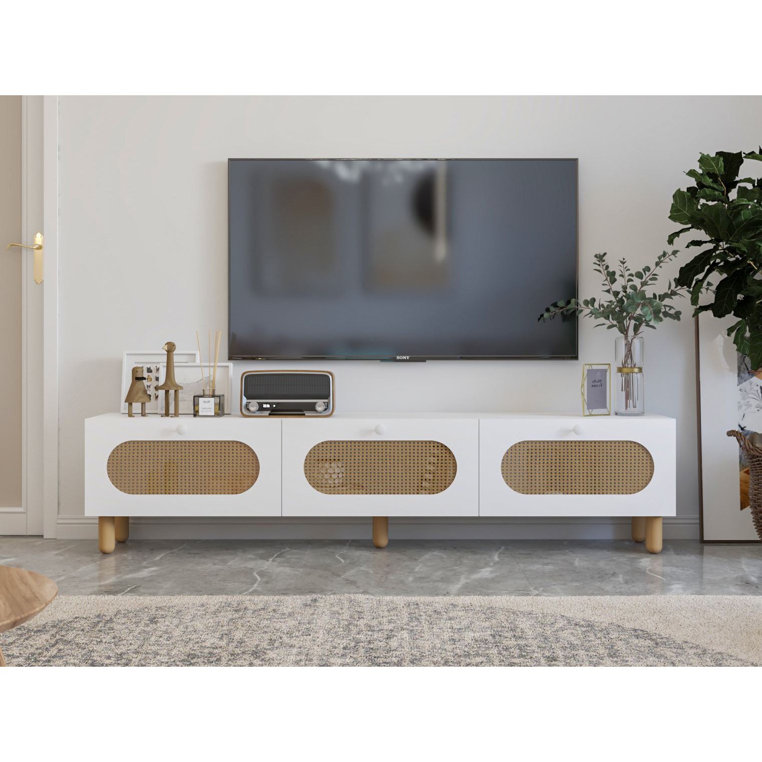 Móvel TV Elena Branco Rattan