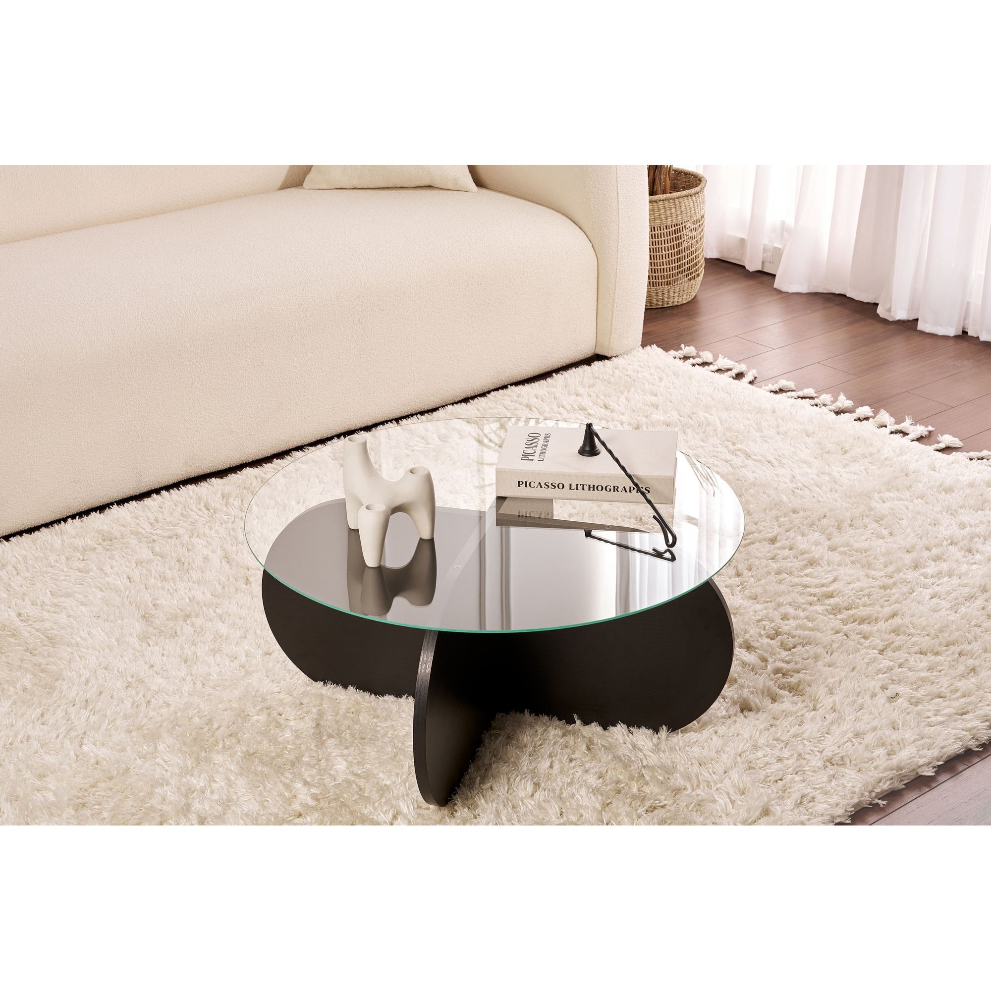 Mesa Centro Aeris Wood Preto Fume