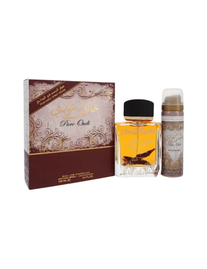 Lattafa Oudi Set Unisexo (Eau de Parfum 100ml + Spray Desodorizante 50ml)