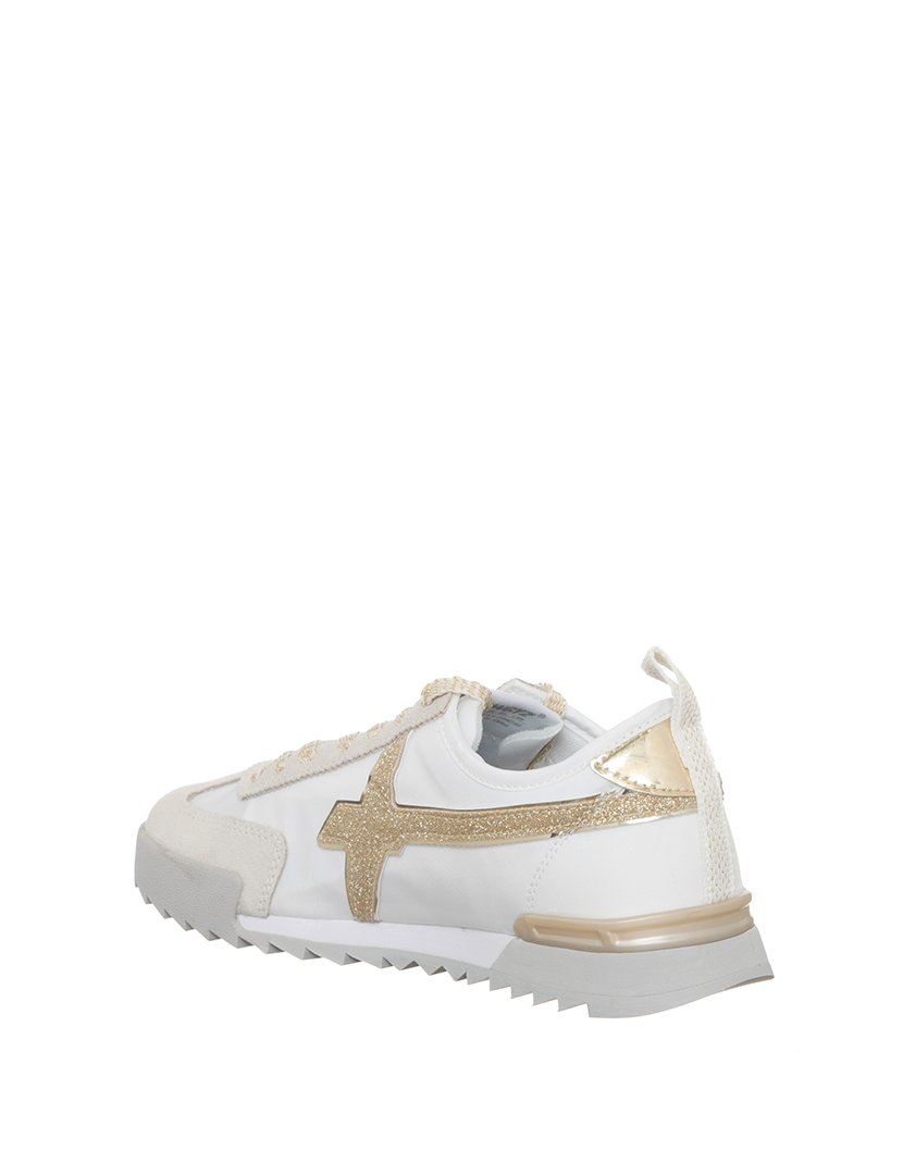 Ténis Menina Branco e Dourado