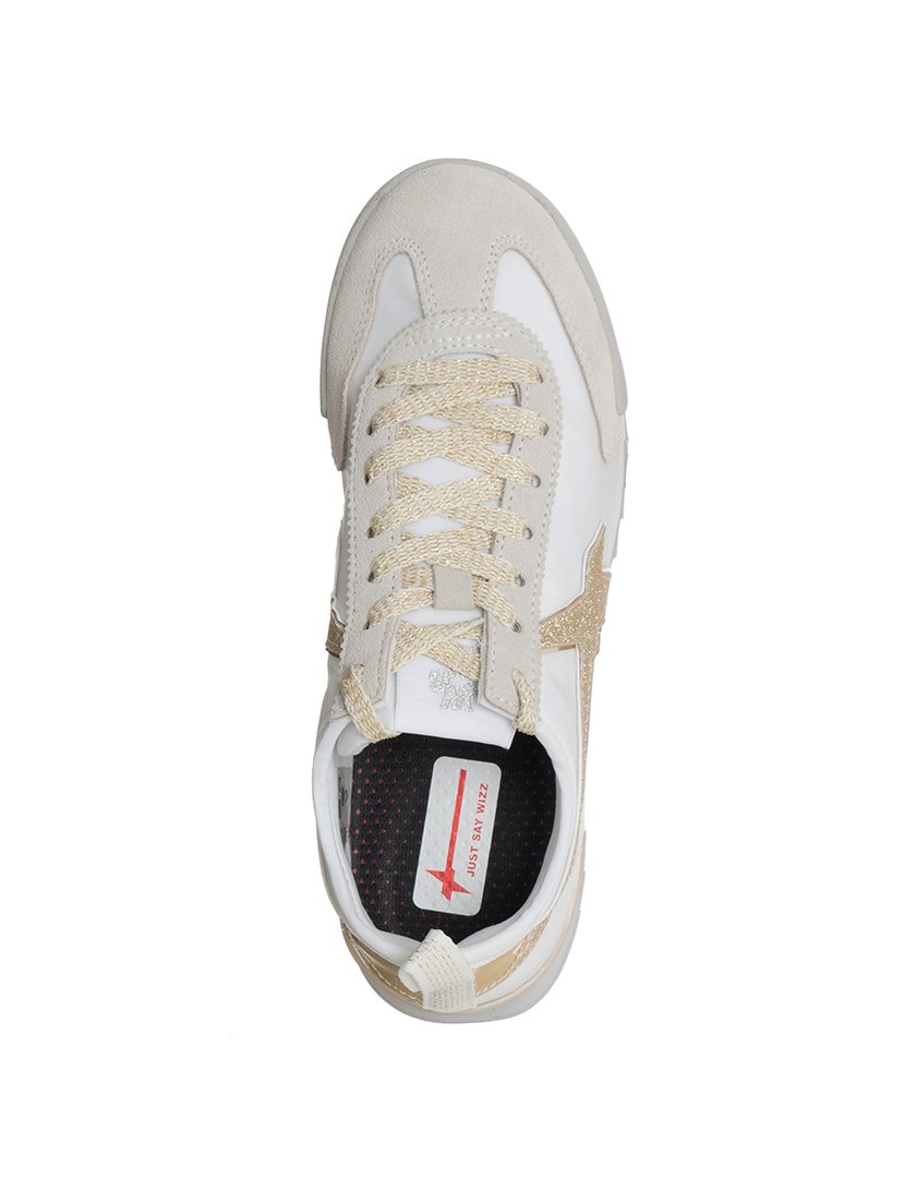 Ténis Menina Branco e Dourado