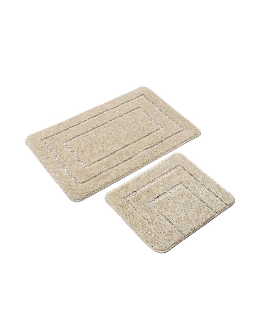 Set of 2 Bath Mats Home Cream