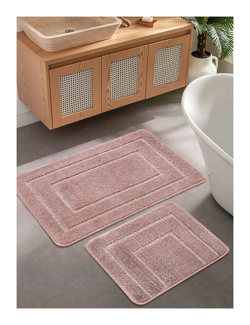 Set of 2 Bath Rugs Home Cerceve Mink