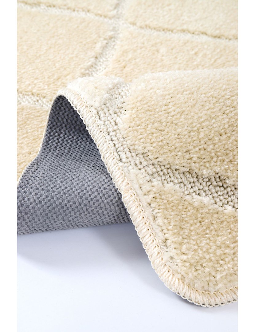 Set of 2 Bath Rugs Cizgili Cream
