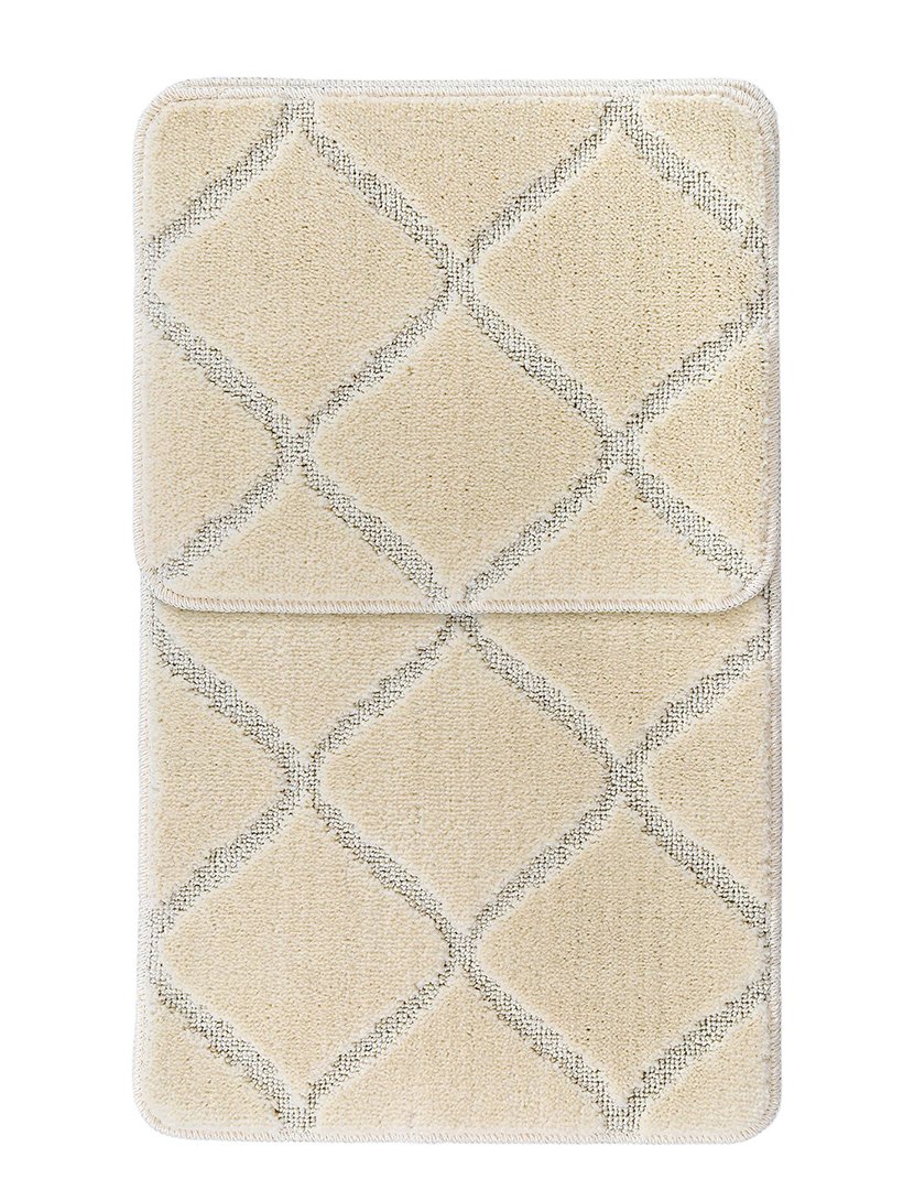Set of 2 Bath Rugs Cizgili Cream