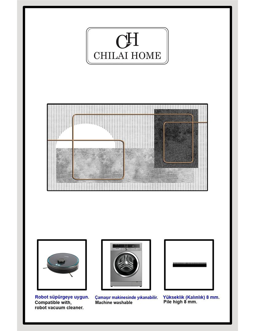 Set of 2 Bathroom Rugs Grasva Grey