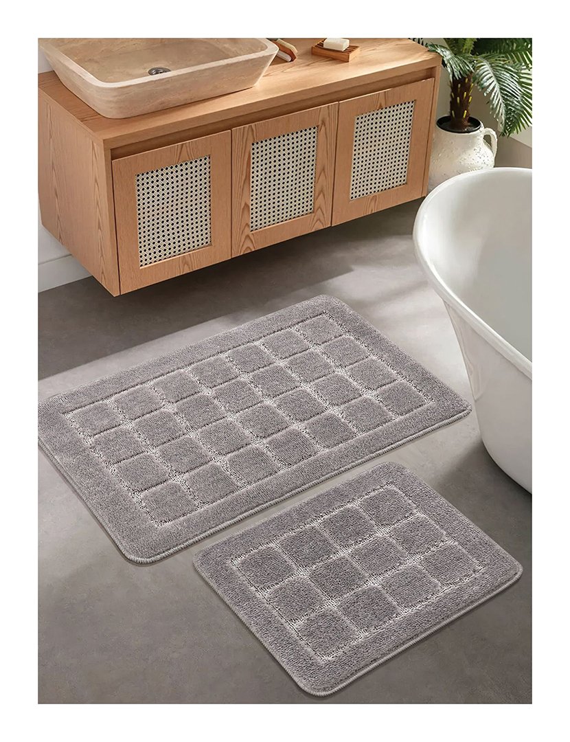 Set of 2 Kareli Grey Bath Mats