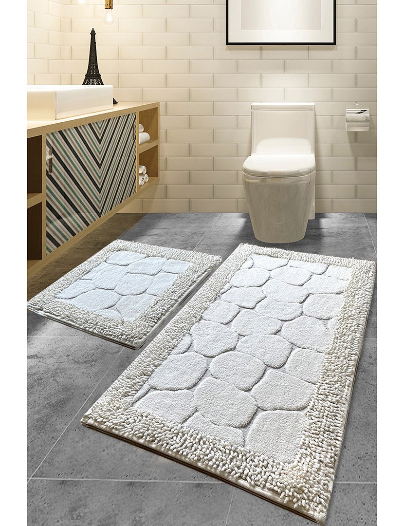 Conjunto 2 Tapetes Casa Banho Stone Ecru