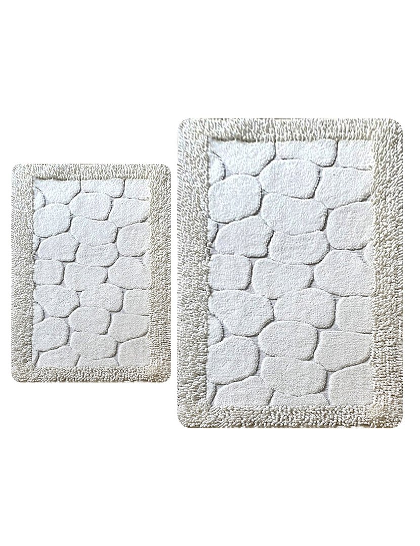 Conjunto 2 Tapetes Casa Banho Stone Ecru