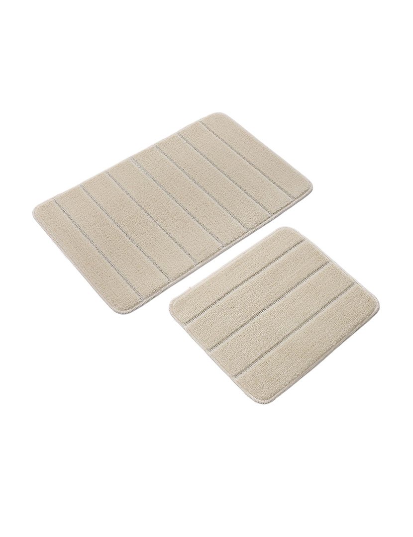 Conjunto 2 Tapetes Casa Banho Yeni Cizgili Cream