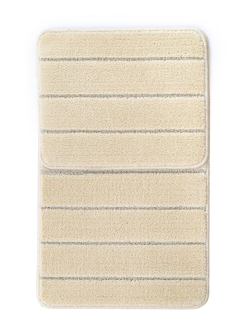 Conjunto 2 Tapetes Casa Banho Yeni Cizgili Cream