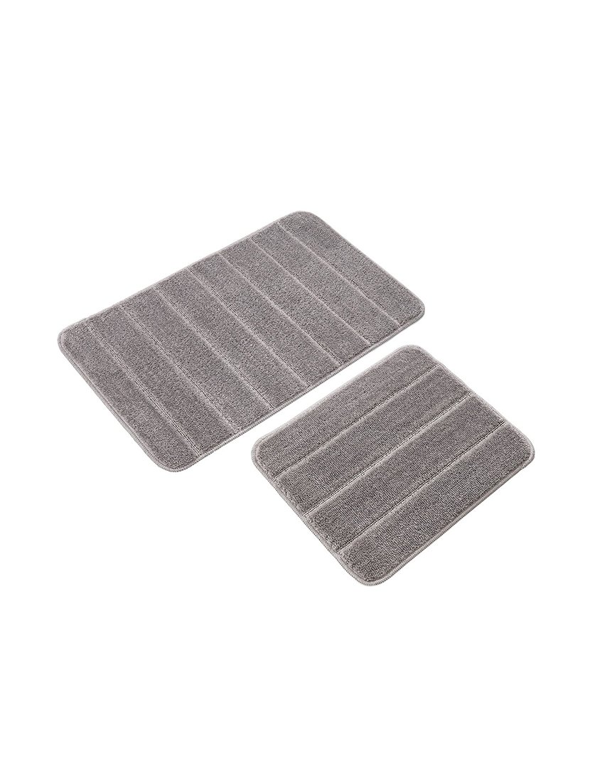 Conjunto 2 Tapetes Casa Banho Yeni Cizgili Grey