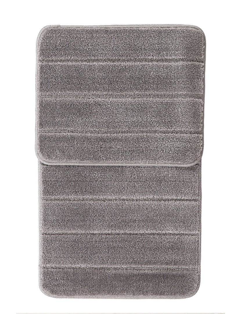 Conjunto 2 Tapetes Casa Banho Yeni Cizgili Grey