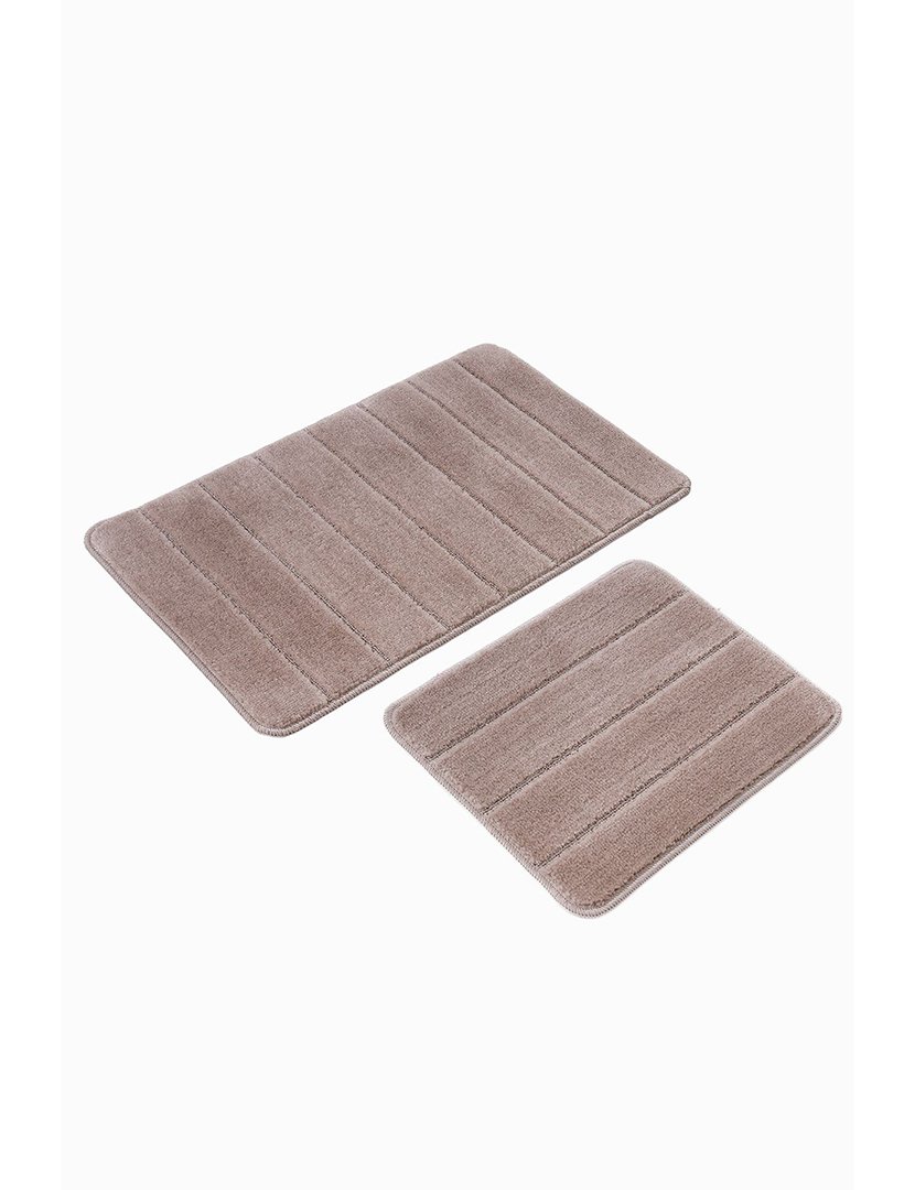 Conjunto 2 Tapetes Casa Banho Yeni Cizgili Mink