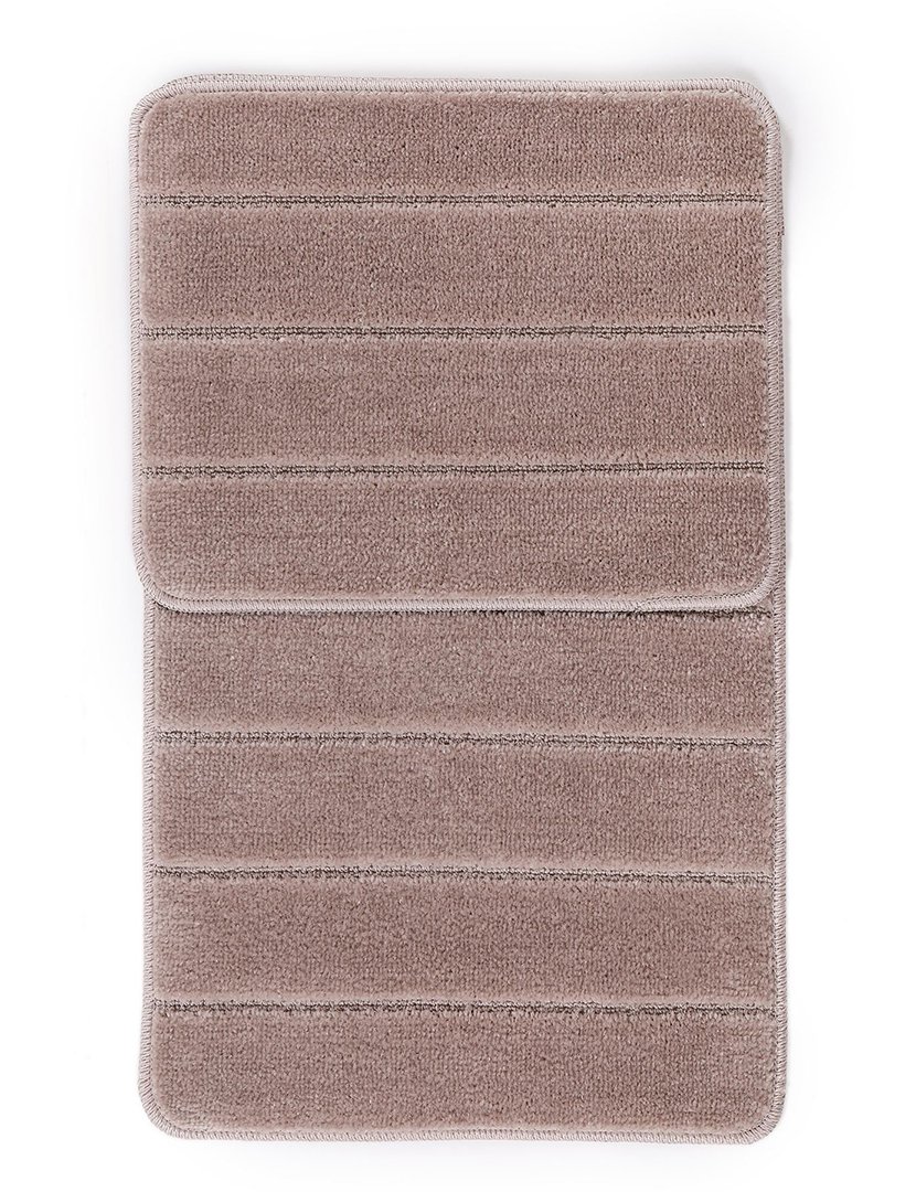 Conjunto 2 Tapetes Casa Banho Yeni Cizgili Mink