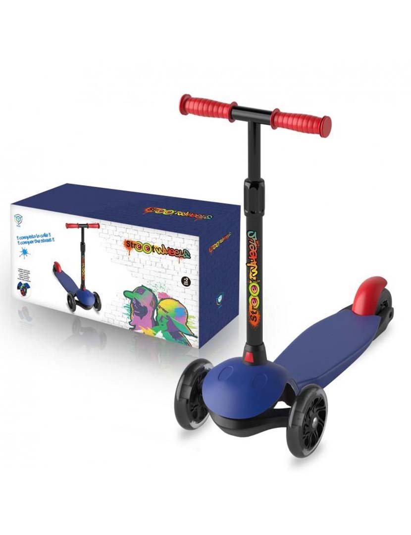 Trotinete 3 Rodas Azul Com Luz Led 914D0