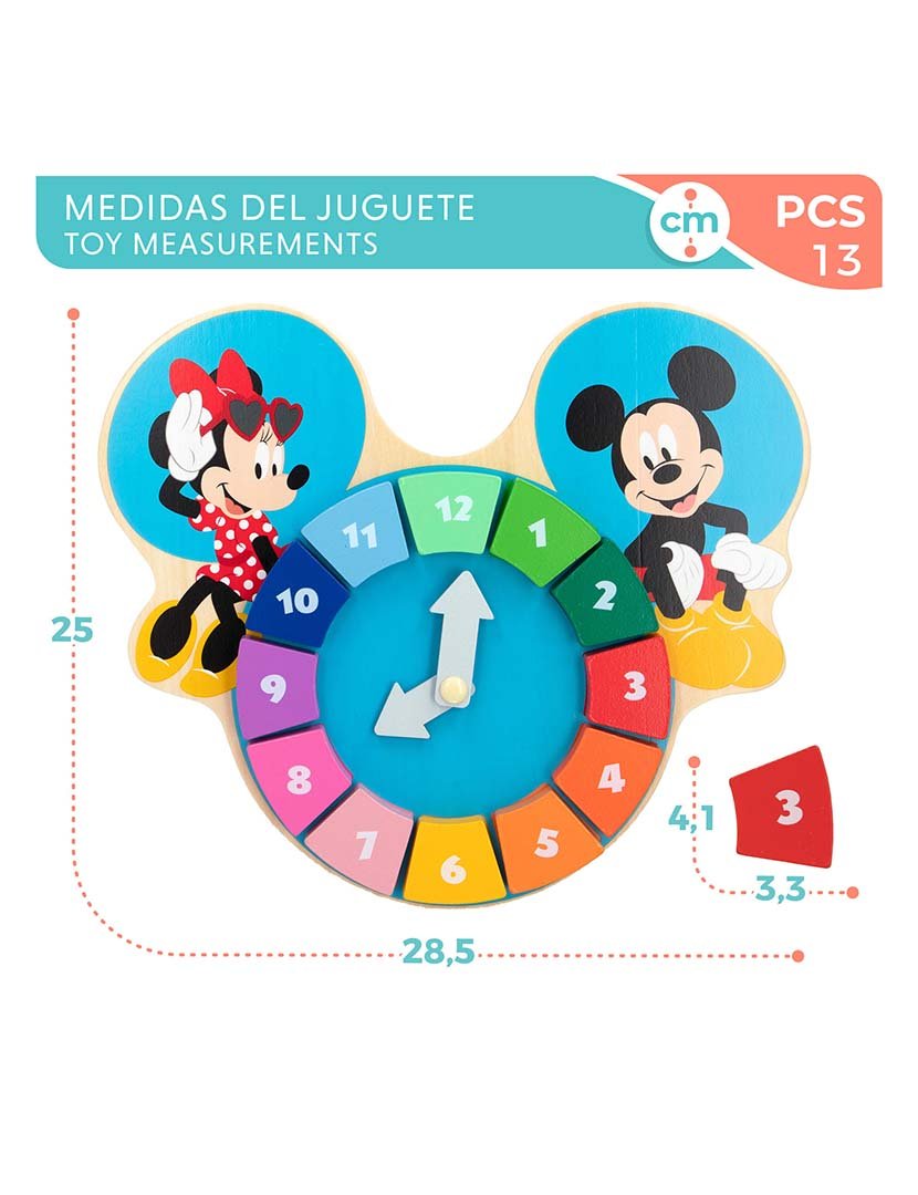 Disney Relógio Puzzle Madeira D25 Cm