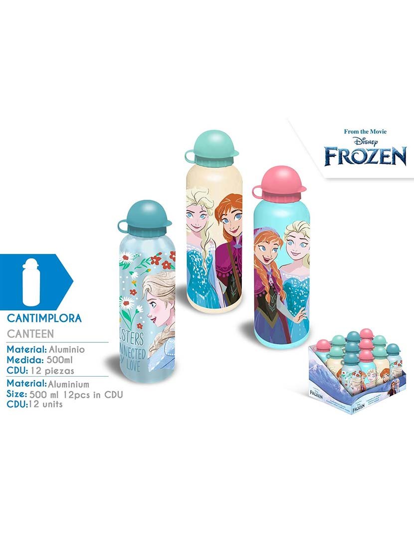 Garrafa Alumínio 500Ml 3 Desenhos Frozen