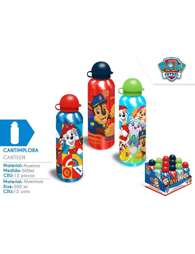 Garrafa Alumínio 500Ml 3 Desenhos Paw Pa