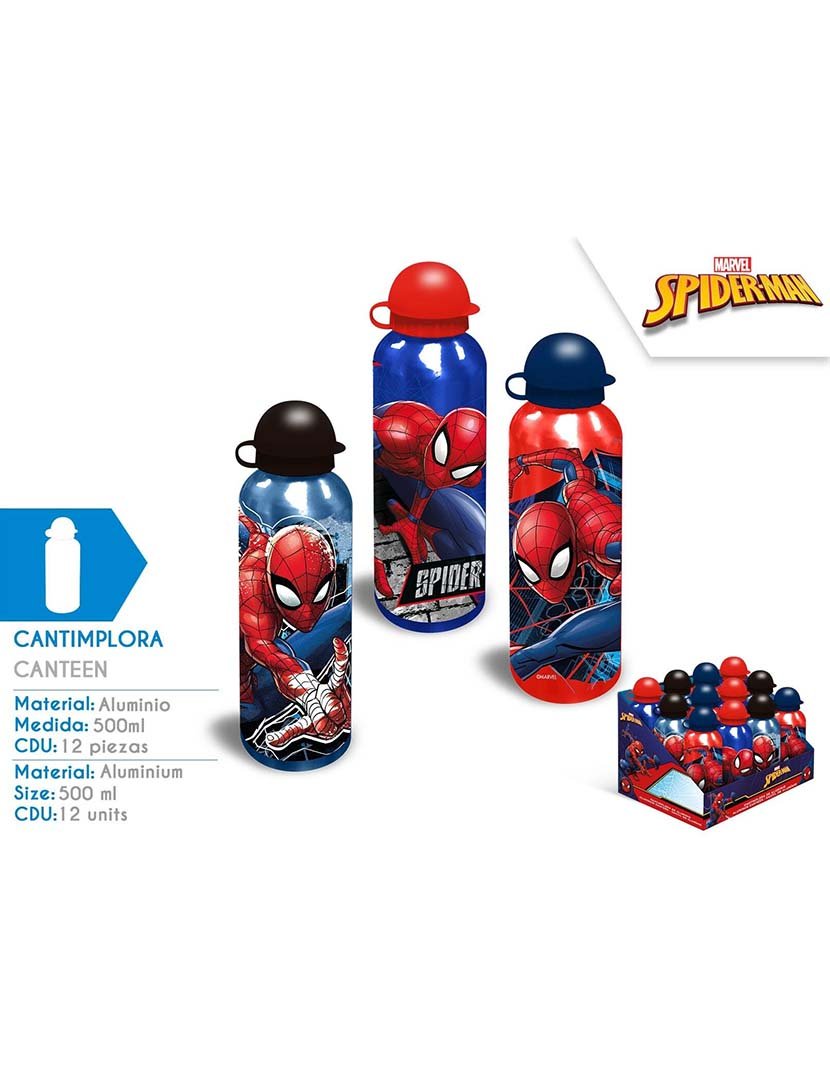 Garrafa Alumínio 500Ml 3 Desenhos Spider
